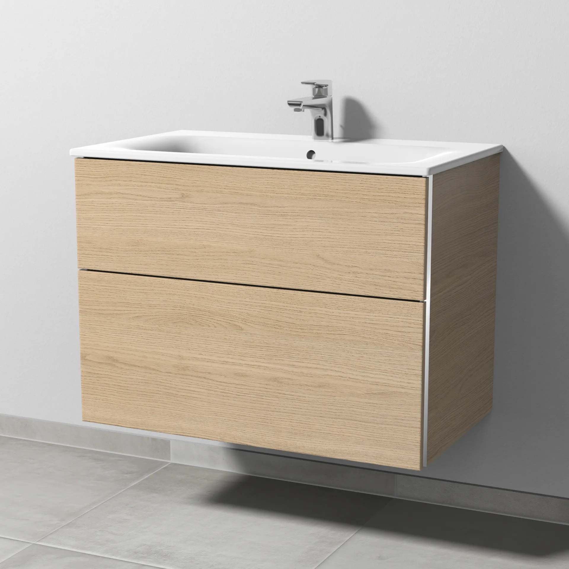 Sanipa Waschtischunterschrank „3way“ passend zu Keramik-Waschtische Renova Plan Slim von Geberit 785 × 582 × 472 mm in Eiche Nordic
