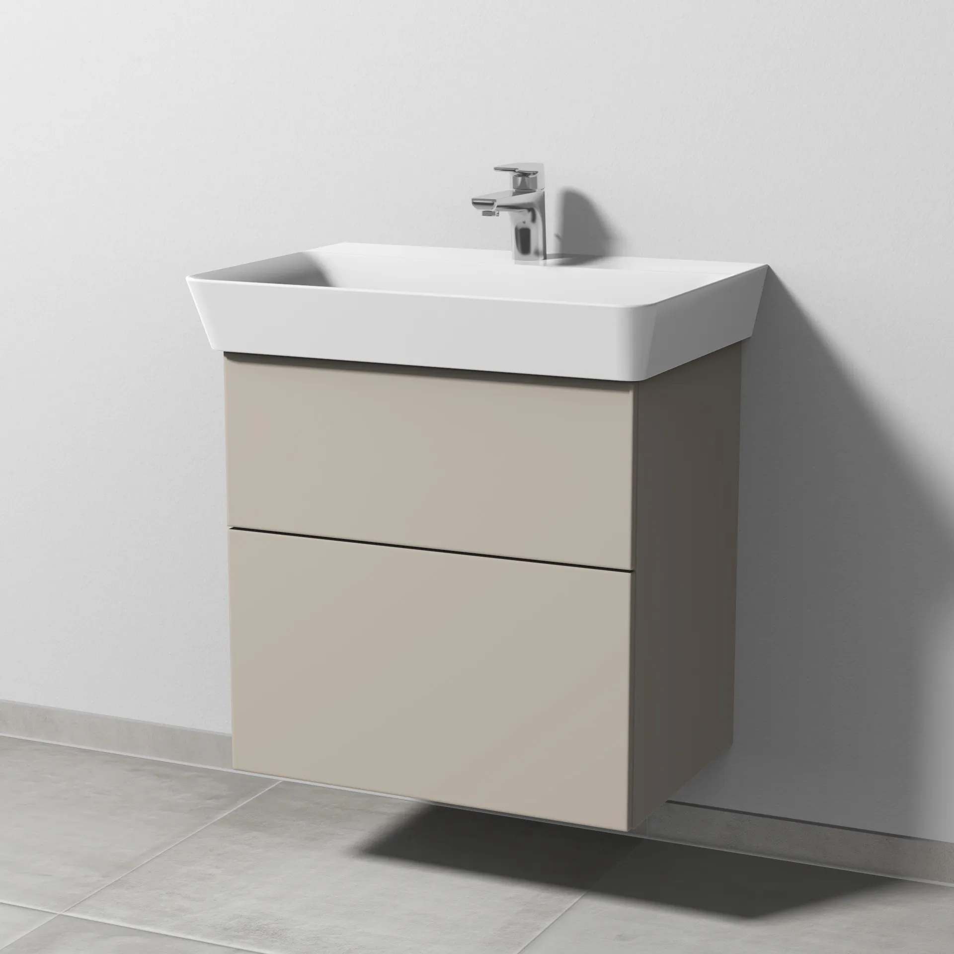 Sanipa Waschtischunterschrank „3way“ passend zu Keramik-Waschtische Connect Air Cube von Ideal Standard 580 × 582 × 402 mm in Kaschmir (matt)