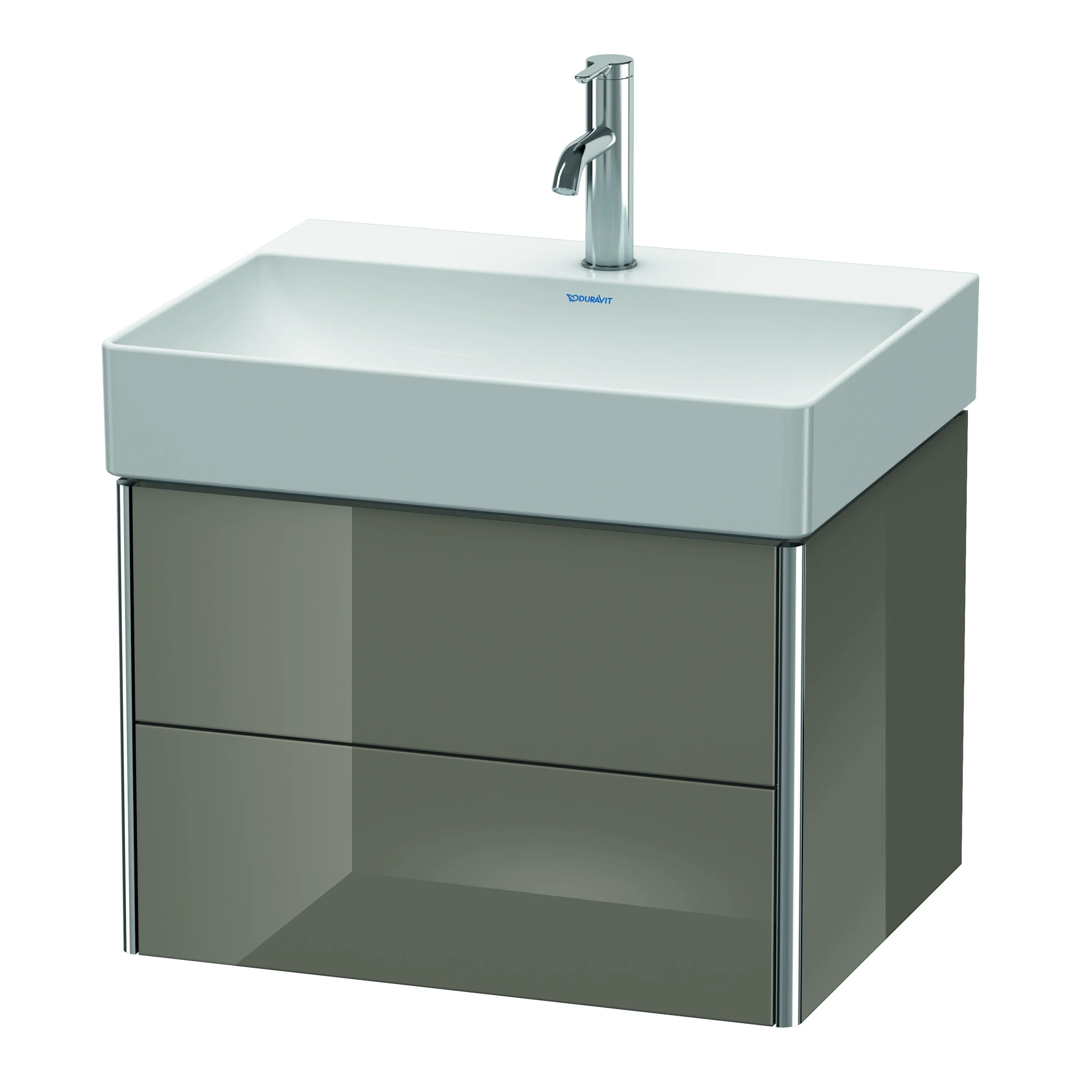 Duravit Waschtischunterschrank wandhängend „XSquare“ 58,4 × 39,7 × 46 cm Flannel Grey Hochglanz