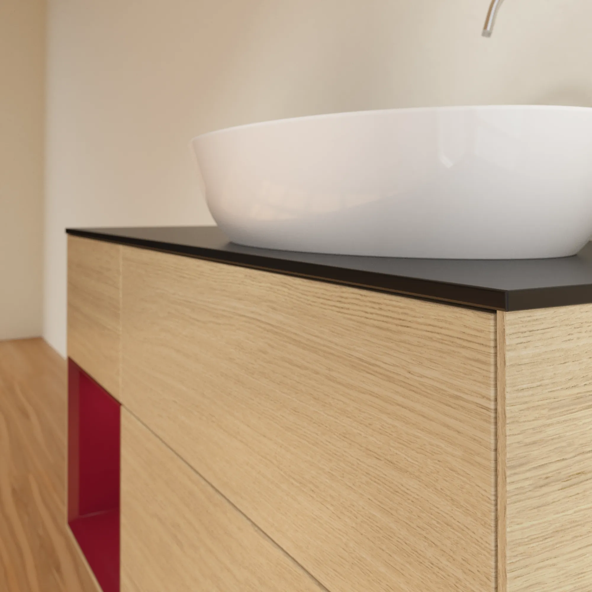 Villeroy & Boch Waschtischunterschrank „Finion“ für Schrankwaschtisch 1200 × 603 × 501 mm Oak Veneer, für Becken rechts, mit Hahnlochbohrung Villeroy & Boch Waschtischunterschrank „Finion“ für Schrankwaschtisch 1200 × 603 × 501 mm Oak Veneer, für Becken rechts, mit Hahnlochbohrung