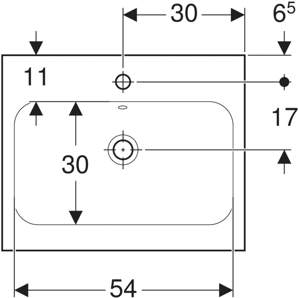 Wandwaschtisch „iCon Light“, mittig, rechteckig 60 × 48 cm in weiß alpin