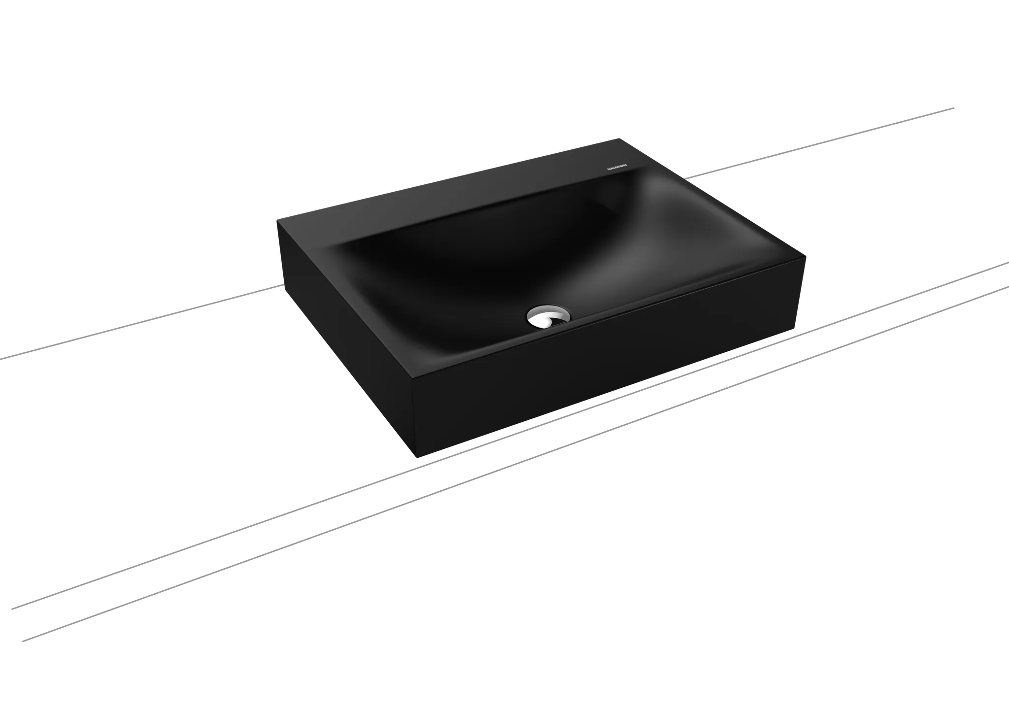 Aufsatzwaschtisch „Silenio“ 60 × 46 cm, ohne Hahnlochbohrung in schwarz matt, mit Perl-Effekt