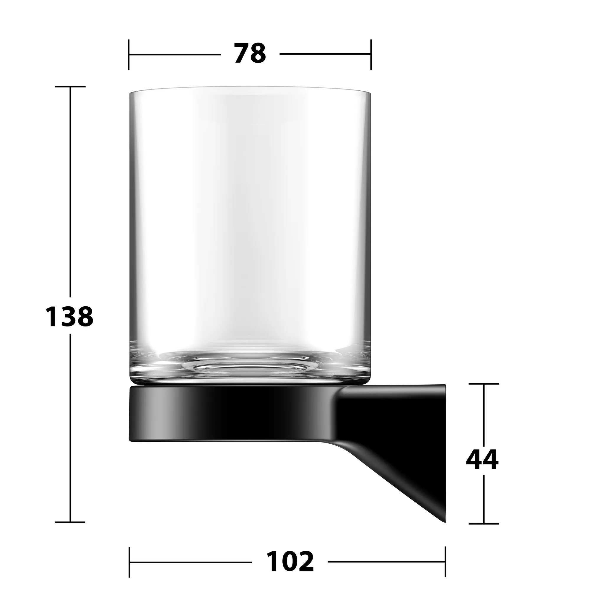 KEUCO AVENO Glashalter mit Echtkristall-Glas schwarz matt