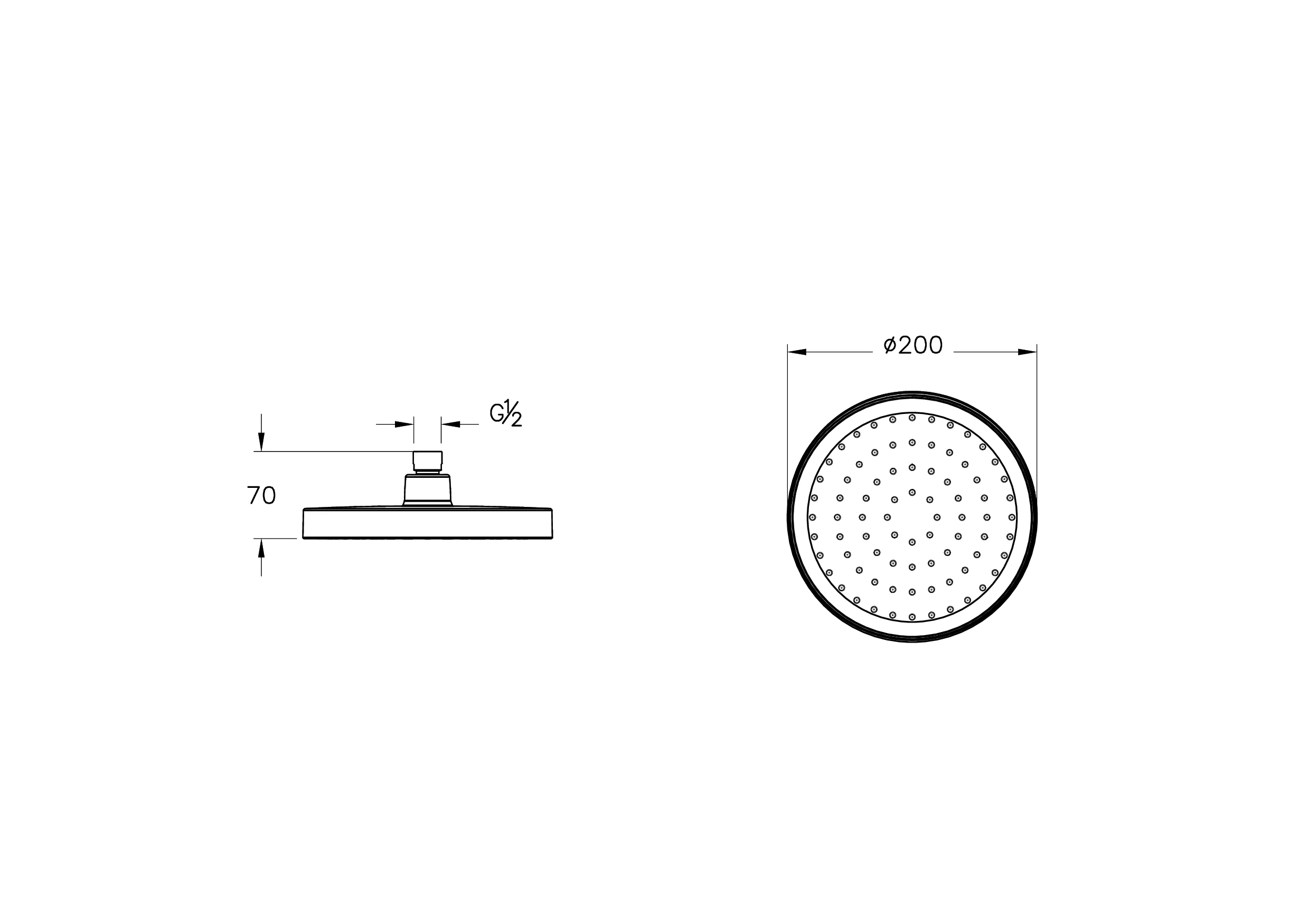 Base Round Kopfbrause Form rund Durchmesser 20 cm Chrom