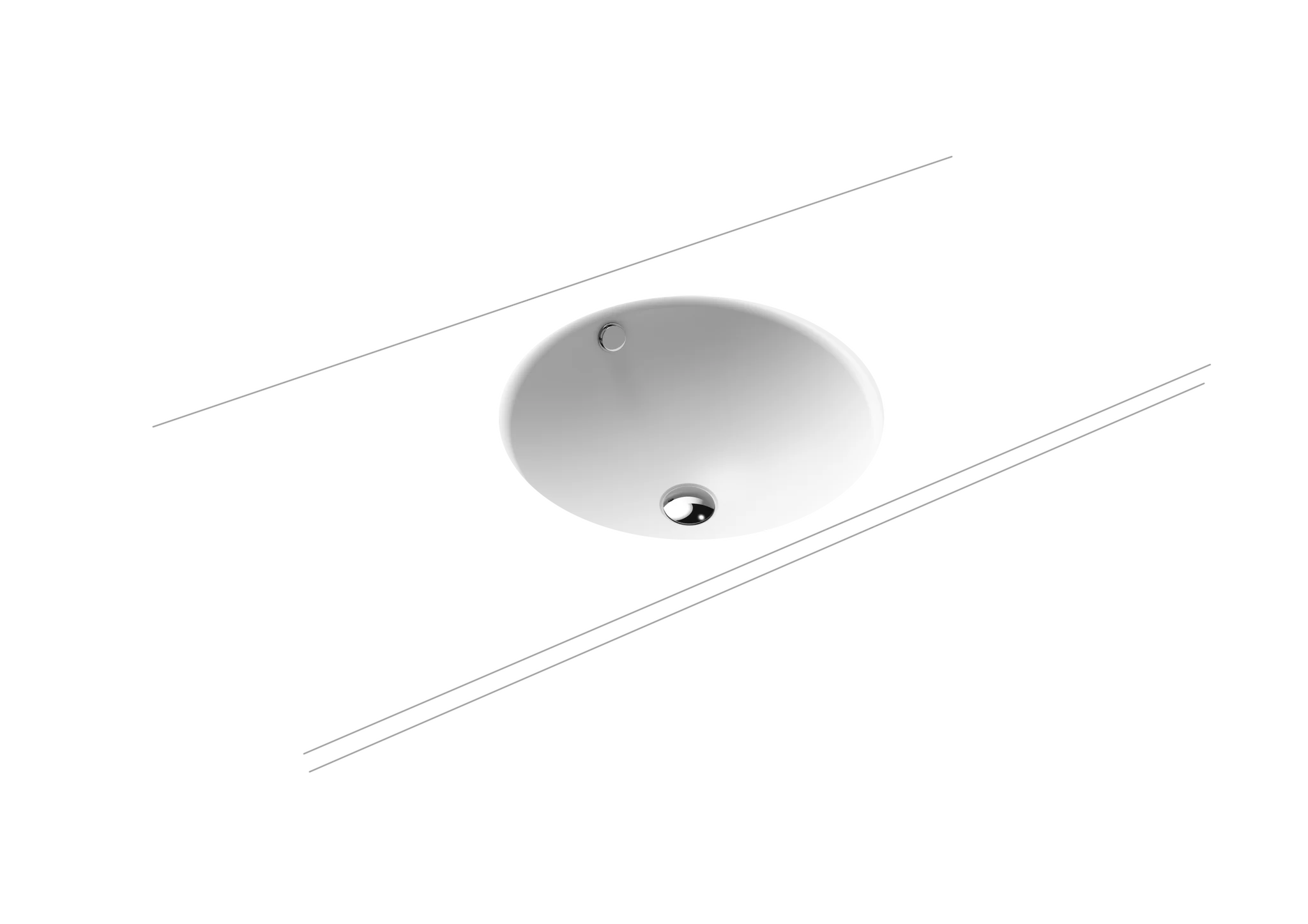 Kaldewei CLASSIC UNTERBAUWASCHTISCH 420 mm, alpinweiß matt, Perl-Effekt, mit Überlauf, chrom