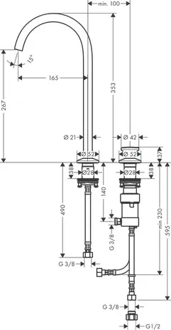 2-L.Waschtischmischer Select 260Axor One mit Push-Open Ablaufg.chrom 2-L.Waschtischmischer Select 260Axor One mit Push-Open Ablaufg.chrom
