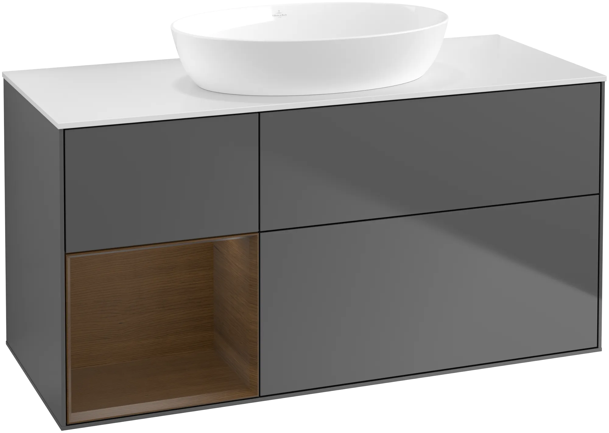 Villeroy & Boch Finion Waschbeckenunterschrank GA6 1200x603x501mm Anthracite Matt/Lacquer/Walnut Veneer/Glass White Matt