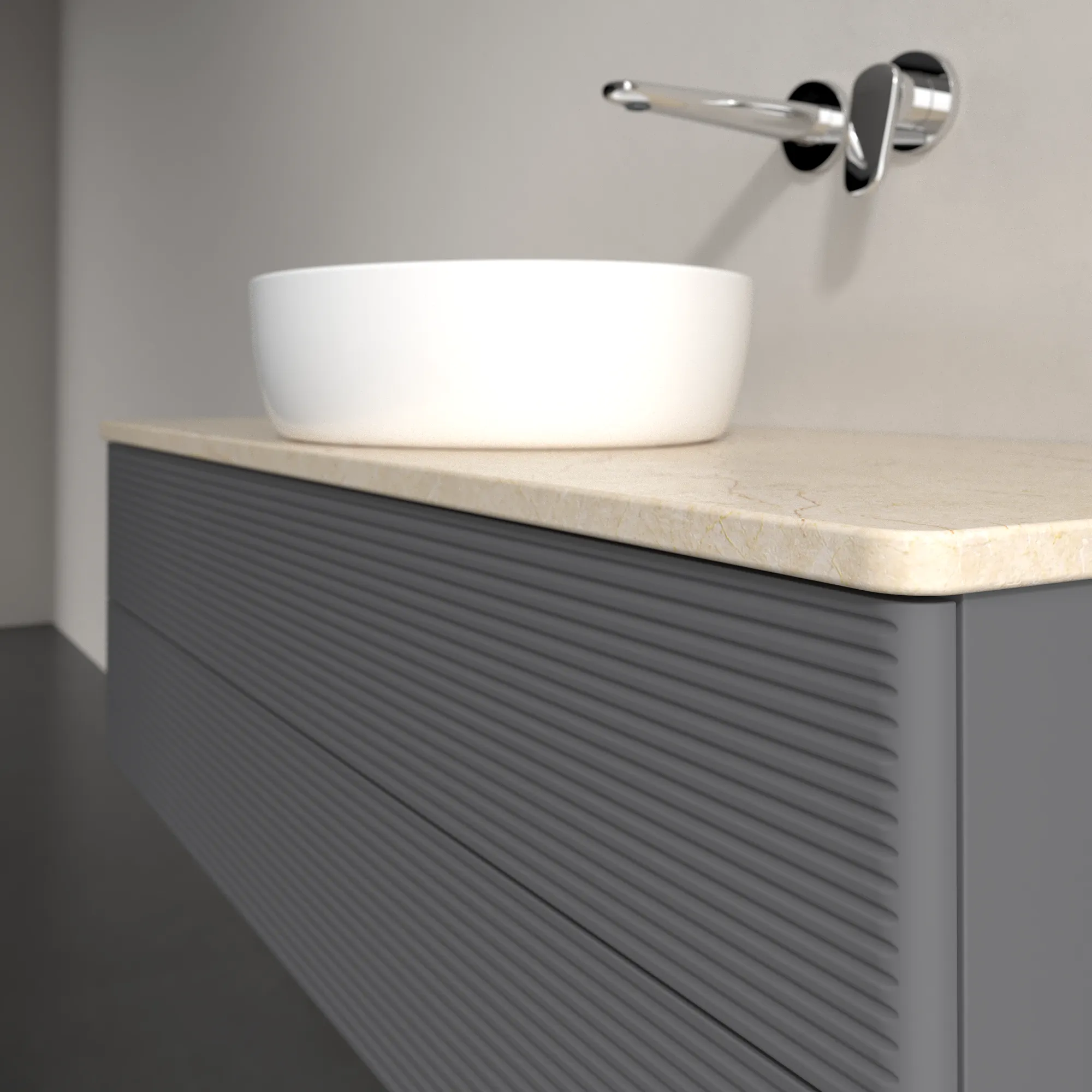 Villeroy & Boch Waschtischunterschrank „Antao“ 1200 × 360 × 500 mm Anthracite Matt Lacquer, für Becken mittig, ohne Beleuchtung Villeroy & Boch Waschtischunterschrank „Antao“ 1200 × 360 × 500 mm Anthracite Matt Lacquer, für Becken mittig, ohne Beleuchtung