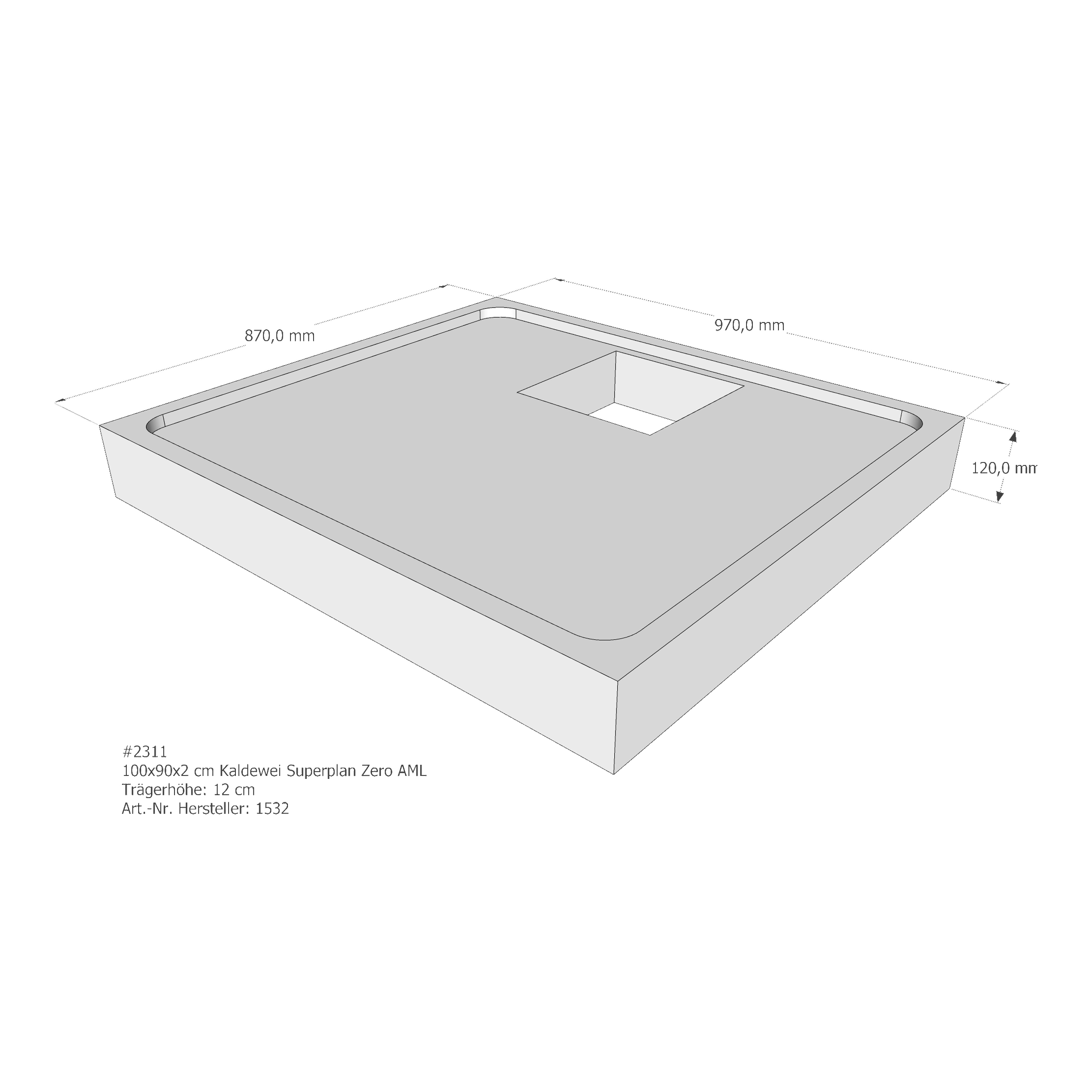Duschwannenträger für Kaldewei Superplan Zero 100 × 90 × 2 cm Breite: 90 cm / Länge: 100 cm Duschwannenträger für Kaldewei Superplan Zero 100 × 90 × 2 cm Breite: 90 cm / Länge: 100 cm