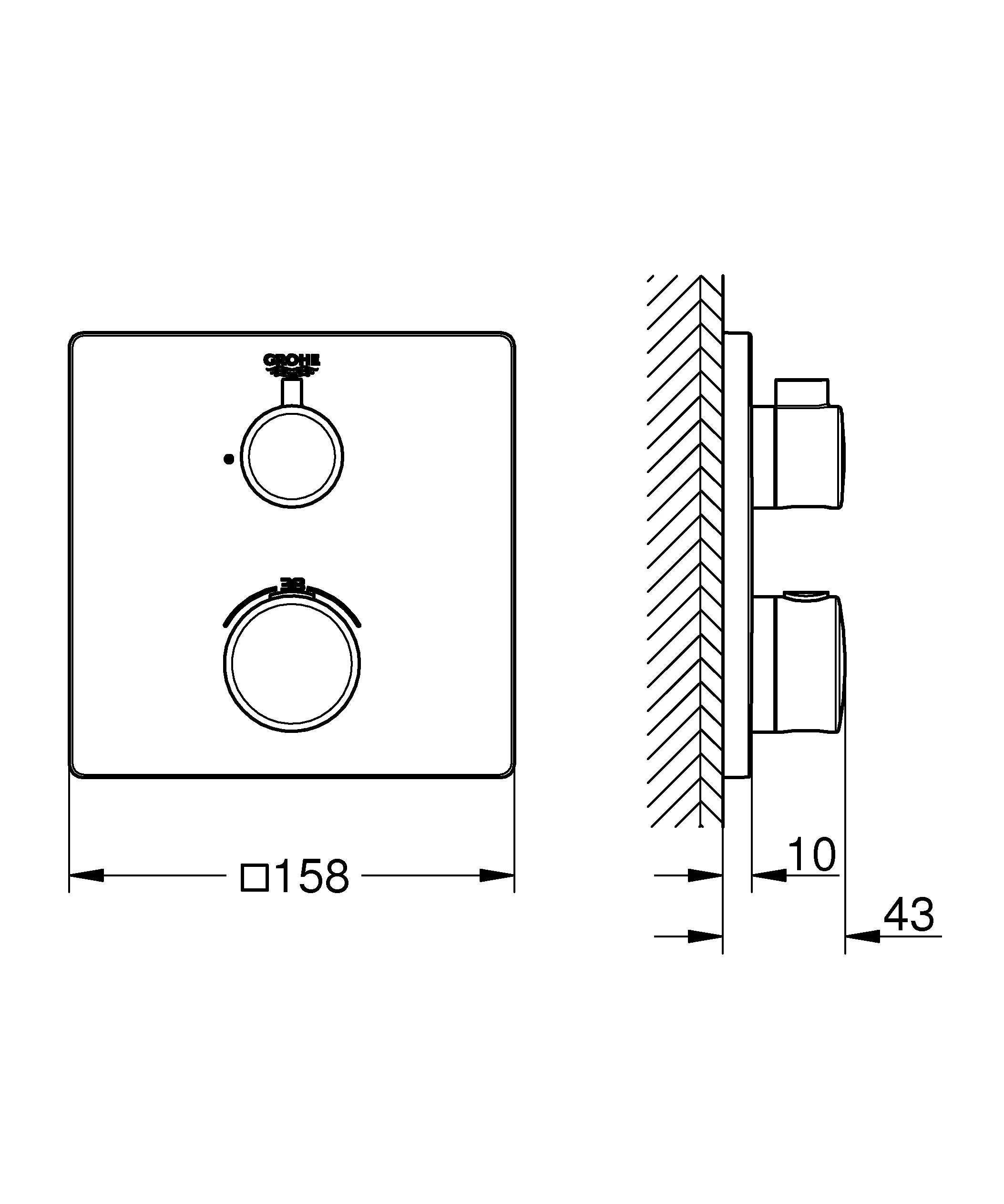 Thermostat-Brausebatterie Grohtherm 24078, Fertigmontageset für Rapido SmartBox, chrom