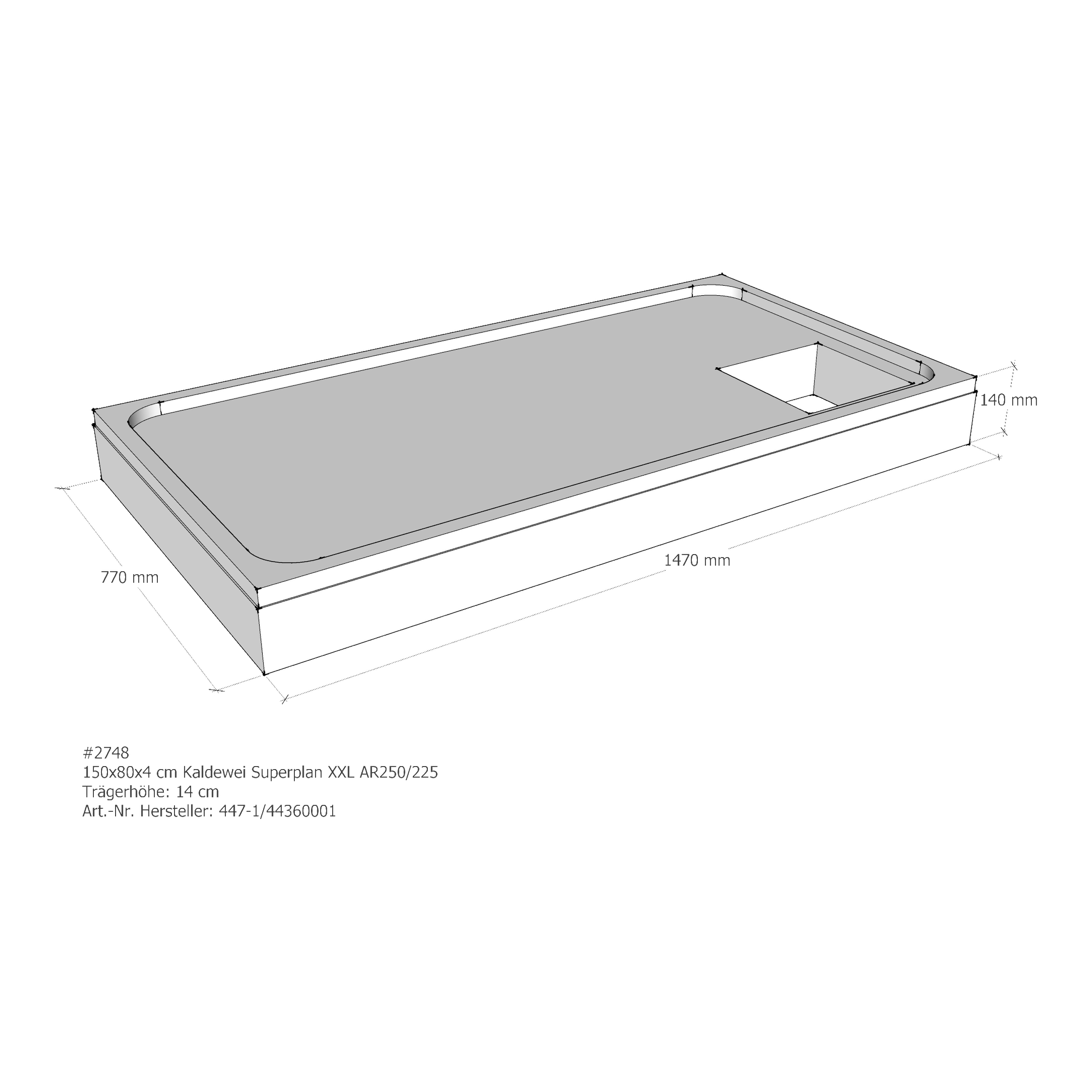 Duschwannenträger für Kaldewei Superplan XXL 150 × 80 × 4 cm Duschwannenträger für Kaldewei Superplan XXL 150 × 80 × 4 cm
