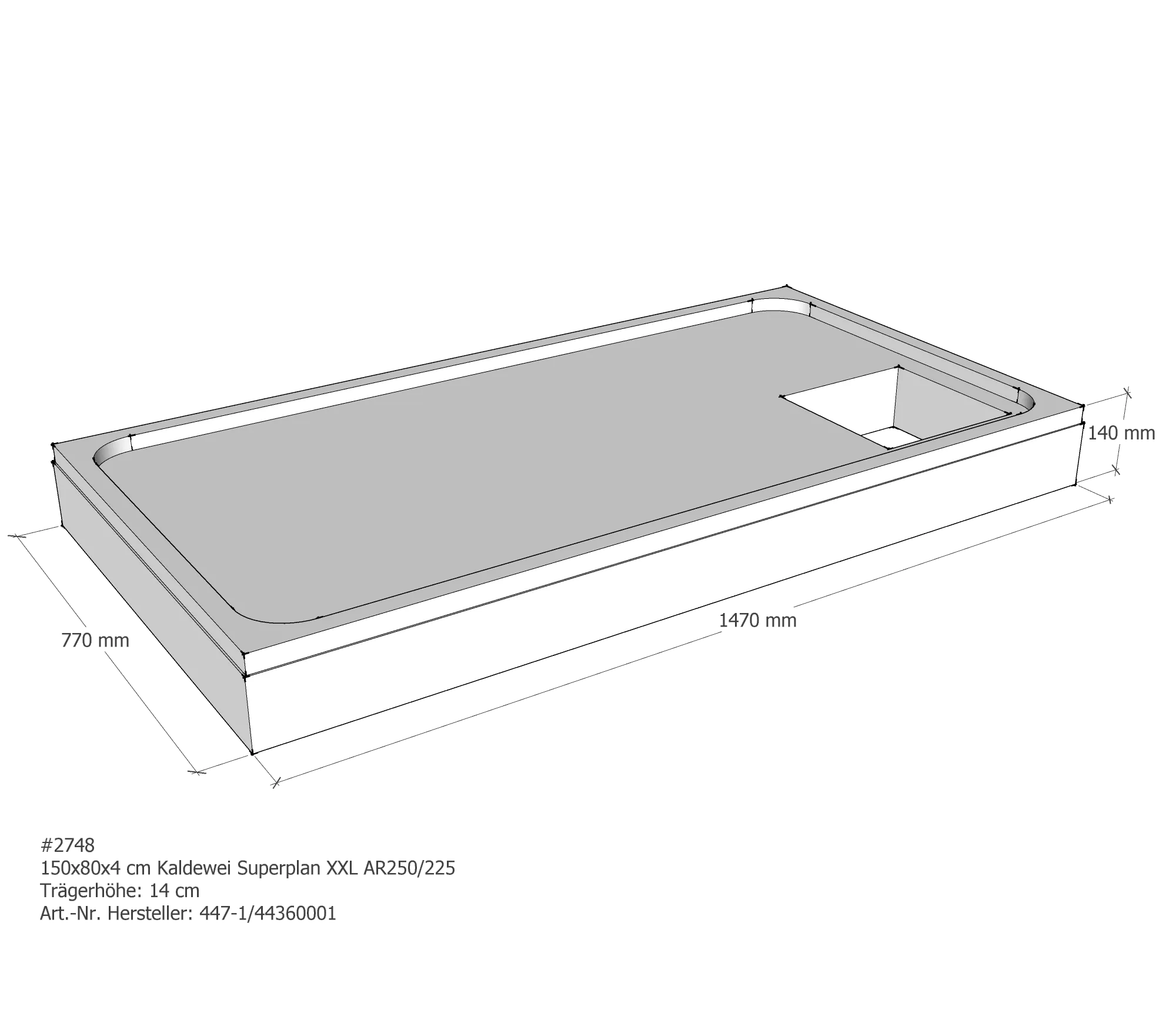 Duschwannenträger für Kaldewei Superplan XXL 150 × 80 × 4 cm Duschwannenträger für Kaldewei Superplan XXL 150 × 80 × 4 cm