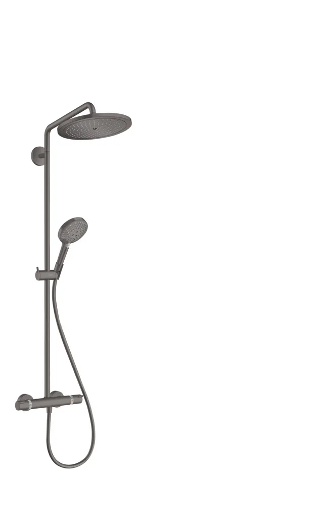 Hansgrohe Croma Select S Showerpipe 280 EcoSmart mit Thermostat und Raindance Handbrause BBC, Brushed Black Chrome