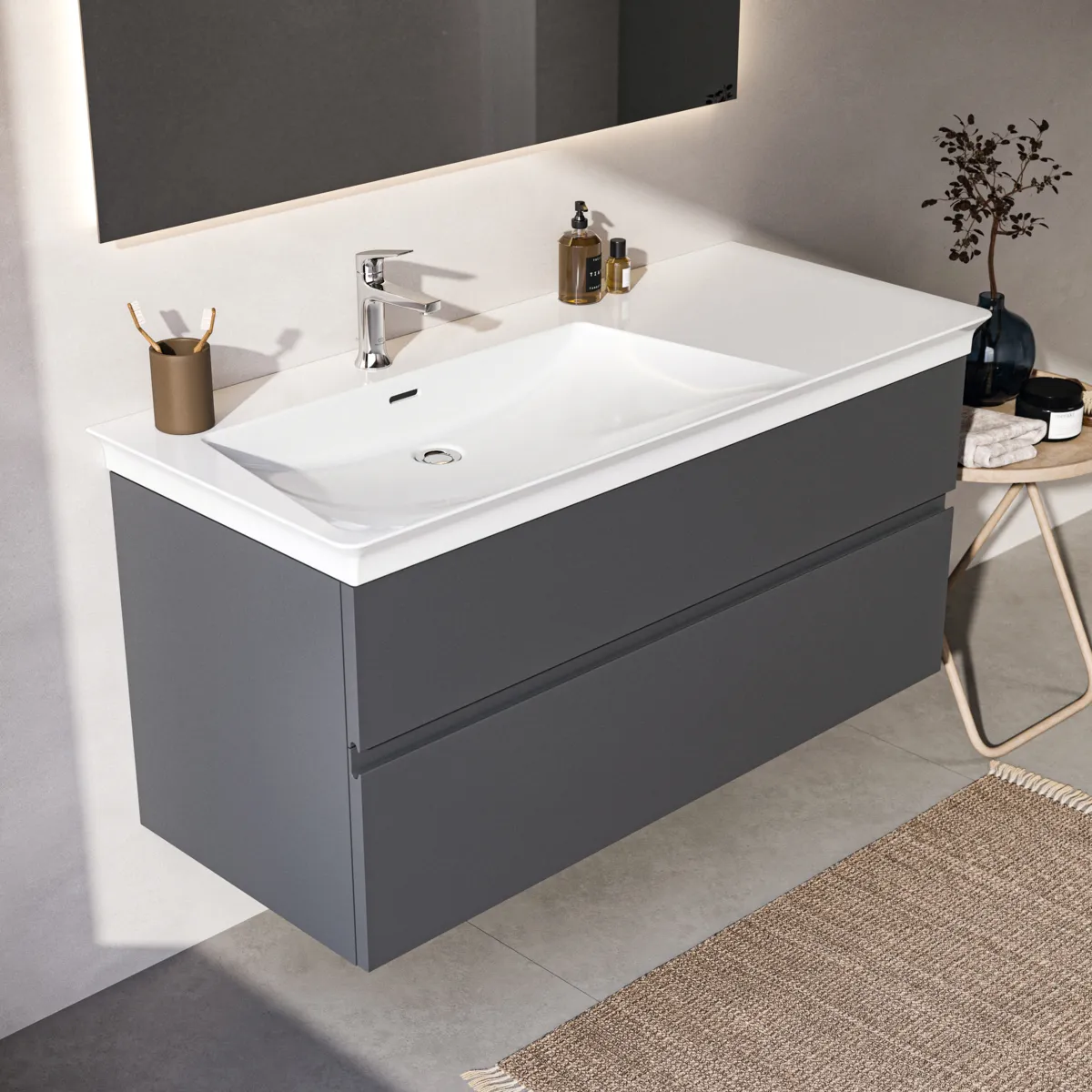 Ideal Standard Waschtischunterschrank „Finesse“ 120 × 55 × 50,5 cm Anthrazit matt lackiert