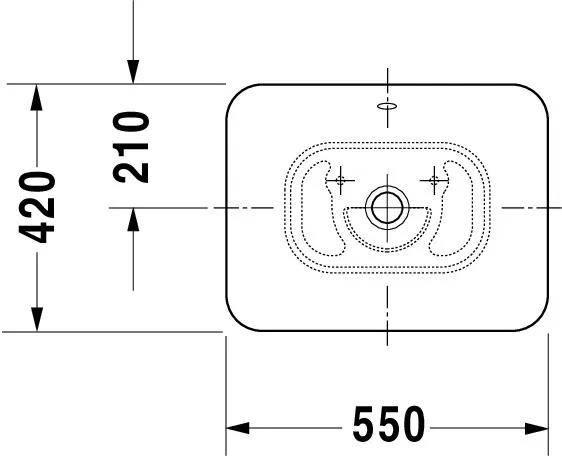 Aufsatzbecken Bacino 550 mm rechteckig, mit ÜL, ohne HLB, weiß