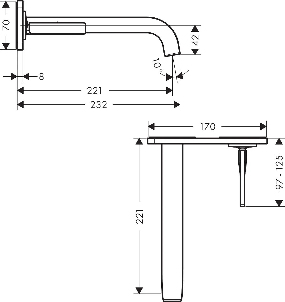 Hansgrohe AXOR Citterio E Einhebel-Waschtischmischer Unterputz, Chrom, Ausladung 221 mm, Pingriff, Laminarstrahl, max. Durchfluss 5 l/min