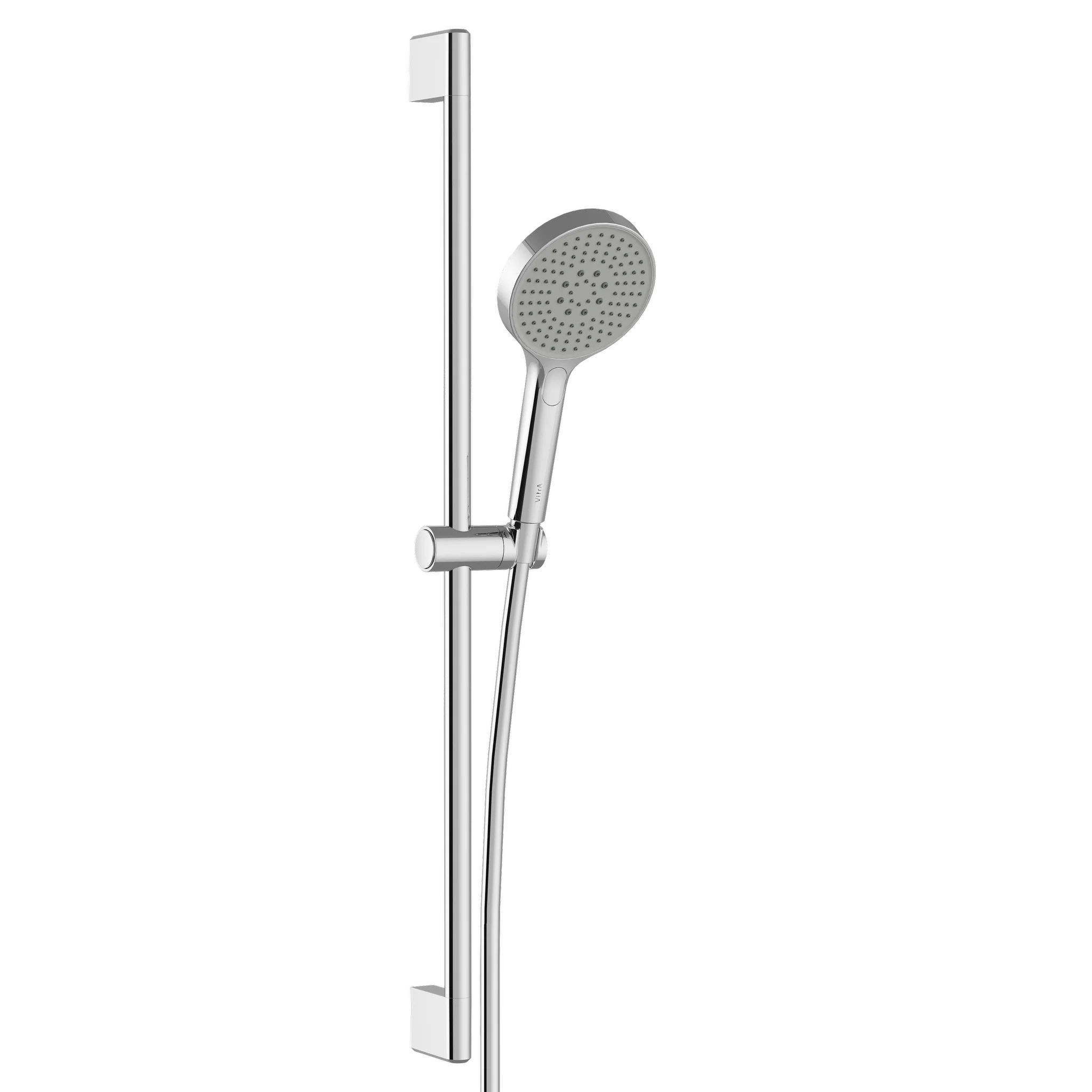 VitrA Core Round Handbrause-Set Chrom, rund, 120 mm Durchmesser, 3 Strahlarten, Wandstange 780 mm, Brauseschlauch 1500 mm