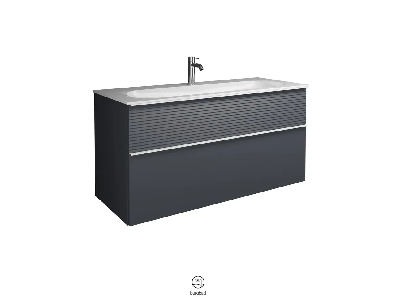 burgbad Badmöbelset „Fiumo“ Griff, Chrom (230 mm), in Eiche Dekor Cashmere