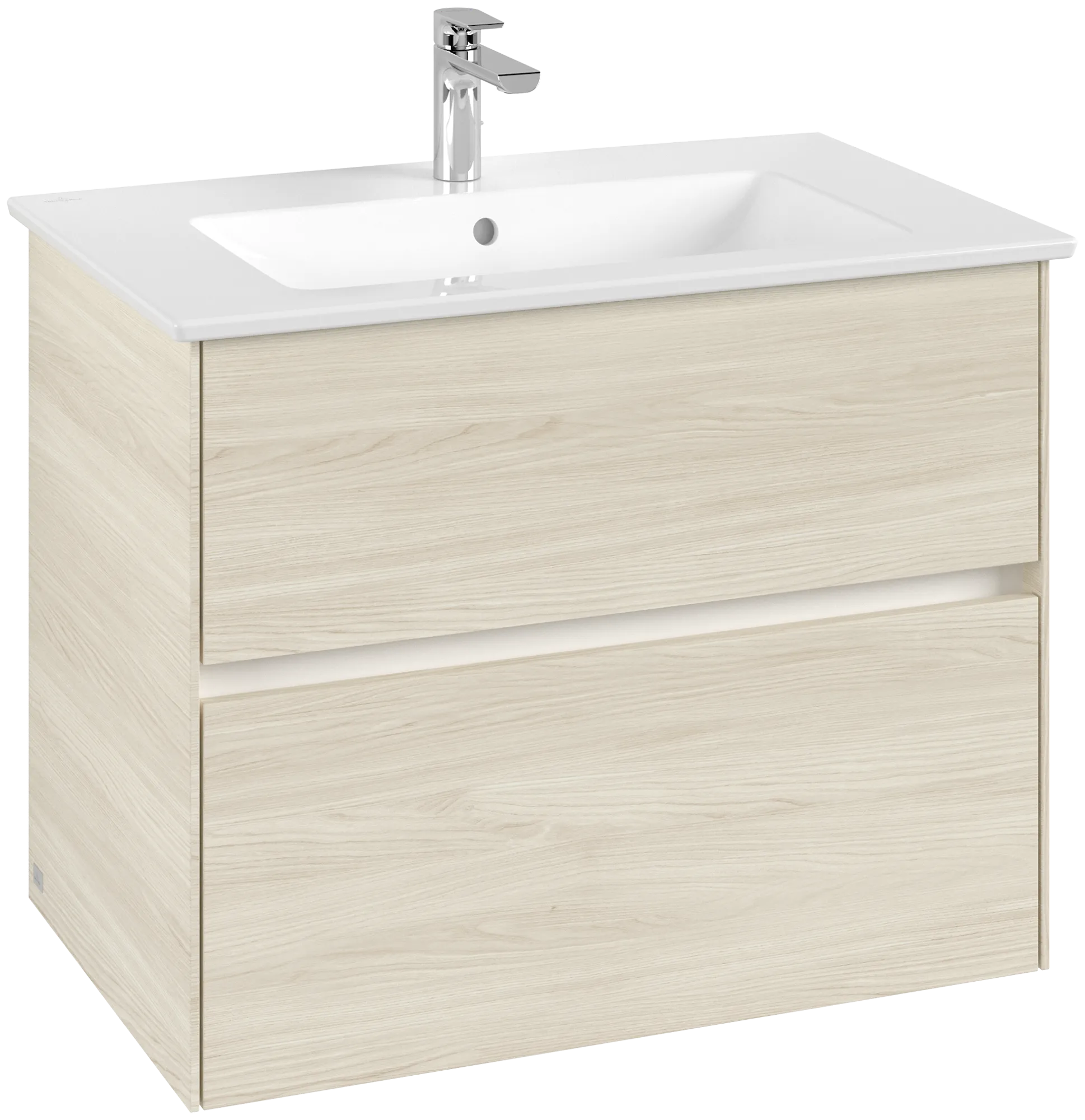 Villeroy & Boch Collaro Waschbeckenunterschrank C144B0, 761 x 610 x 480 mm, mit LED-Beleuchtung, White Oak