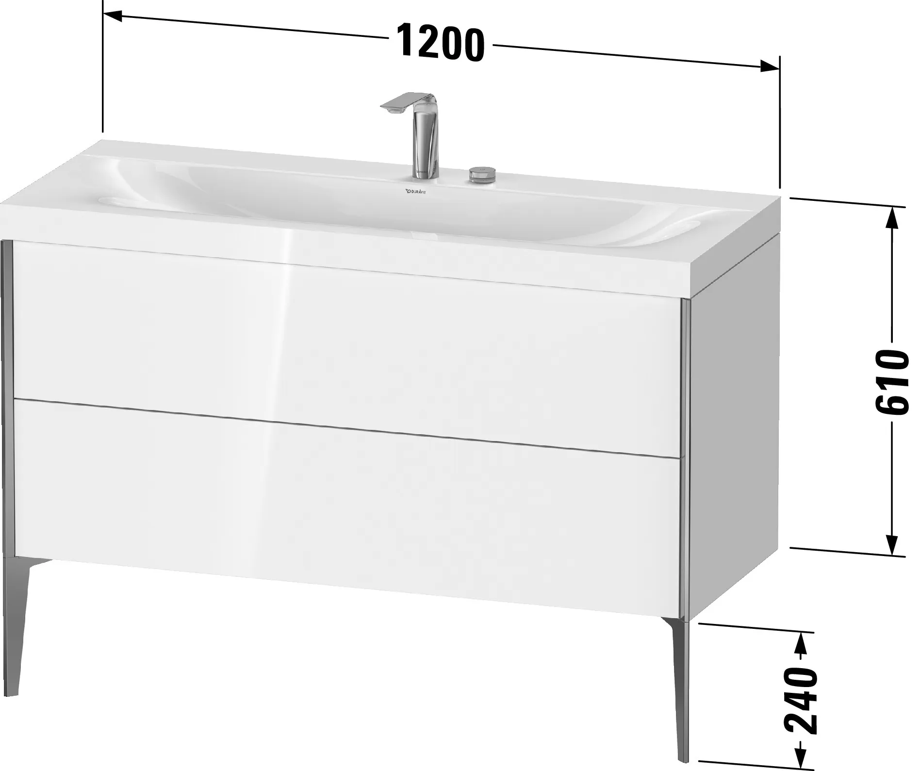 Duravit Waschtischunterschrank bodenstehend „XViu“ 120 × 61 × 48 cm in Nussbaum Dunkel