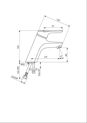 Einhand-Waschtischarmatur „Ceramix“ Ausladung 137 mm