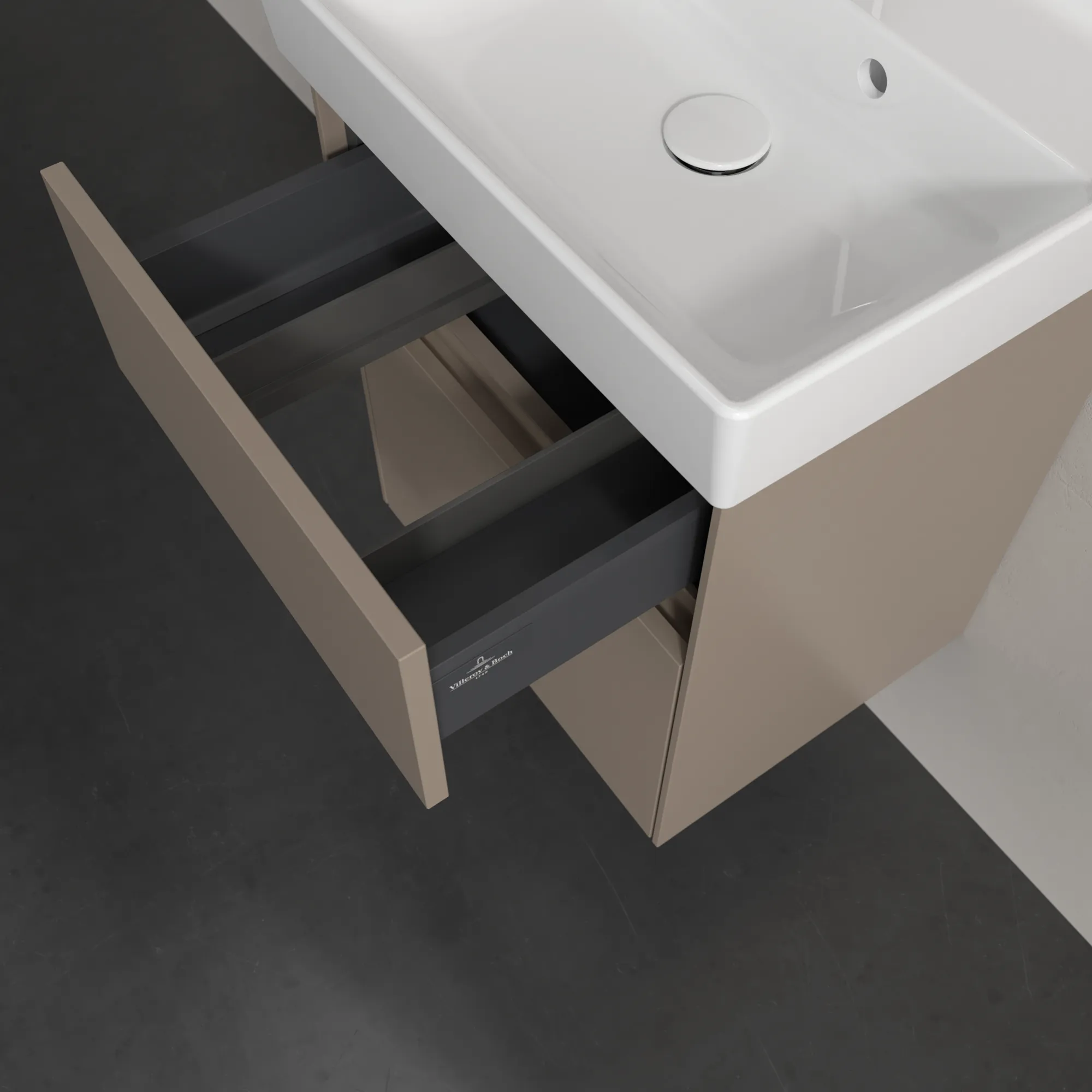 Villeroy & Boch Waschtischunterschrank „Collaro“ 460 × 546 × 374 mm Taupe, für Becken mittig, ohne Beleuchtung