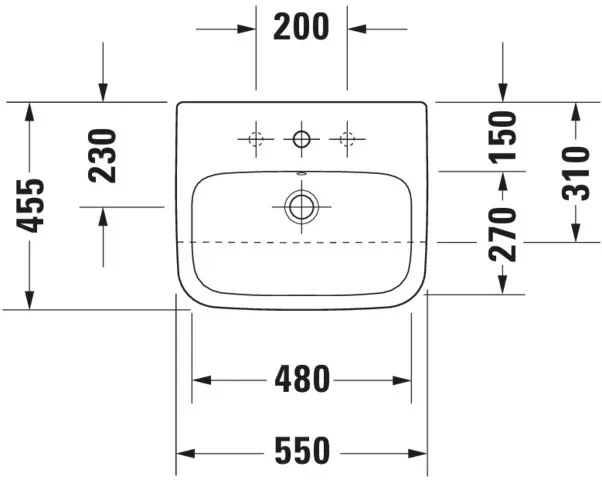 Einbauwaschtisch „DuraStyle“, mit Überlauf, Hahnlochposition mittig Einbauwaschtisch „DuraStyle“, mit Überlauf, Hahnlochposition mittig