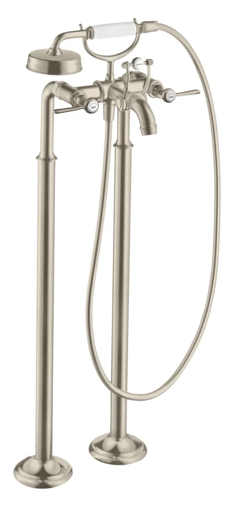Hansgrohe AXOR Montreux 2-Griff Wannenarmatur bodenstehend, Brushed Nickel, Ausladung 234 mm