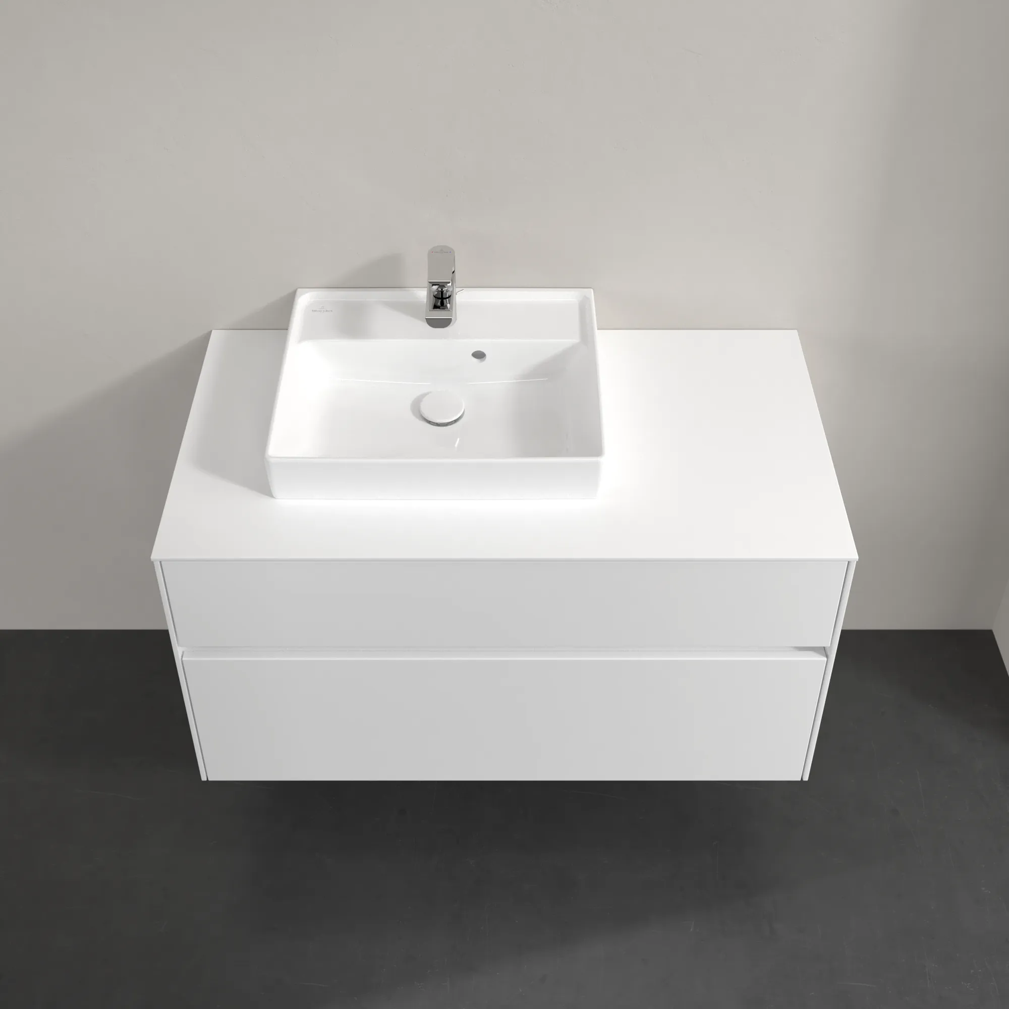 Villeroy & Boch Waschbeckenunterschrank Collaro C01400, Eckig White Matt, 1000x548x500mm, mit SoftClosing, 2 Auszüge