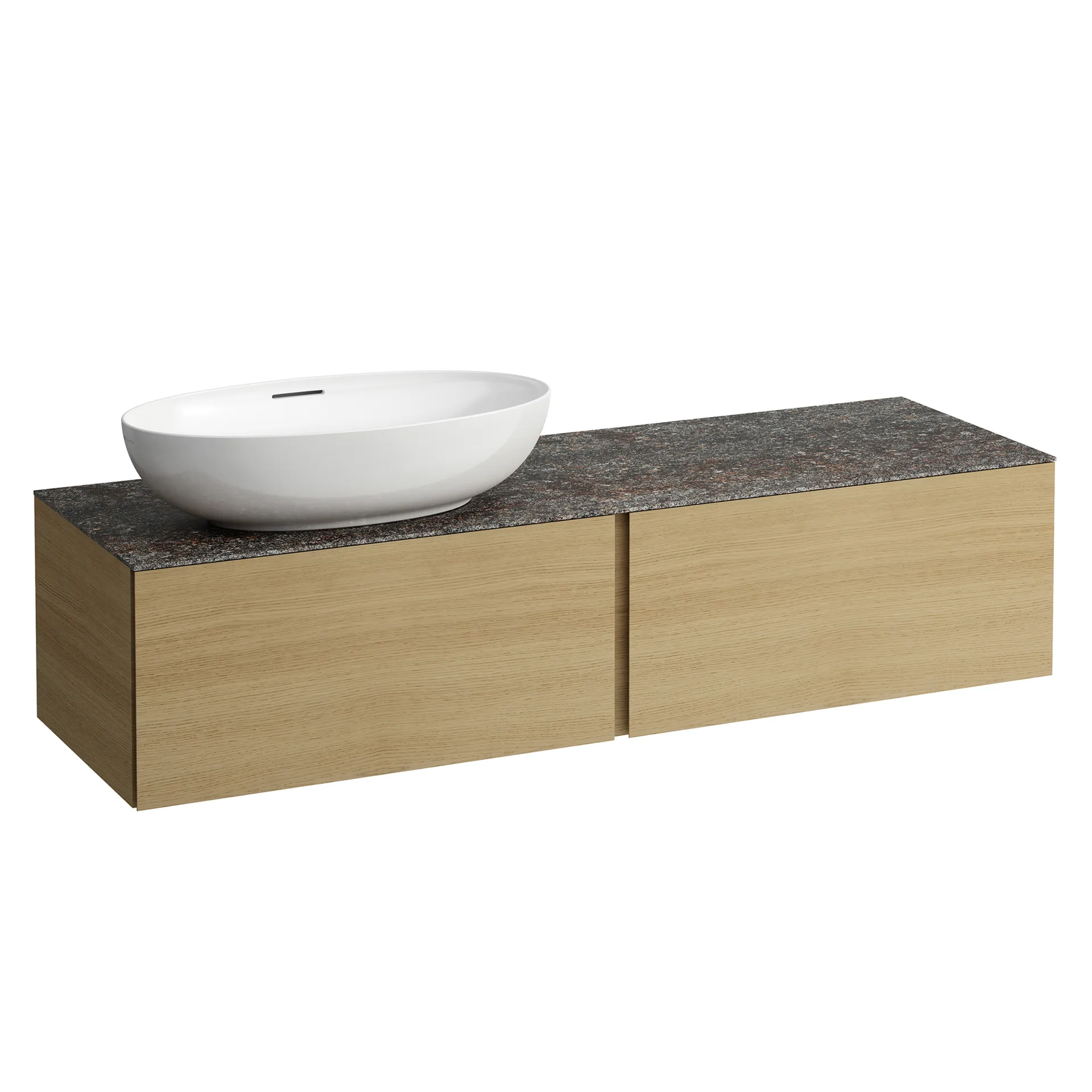 Laufen Schubladenelement „Ilbagnoalessi“ 1600 × 370 × 500 mm Eiche hell, ohne Hahnlochbohrung, links Laufen Schubladenelement „Ilbagnoalessi“ 1600 × 370 × 500 mm Eiche hell, ohne Hahnlochbohrung, links