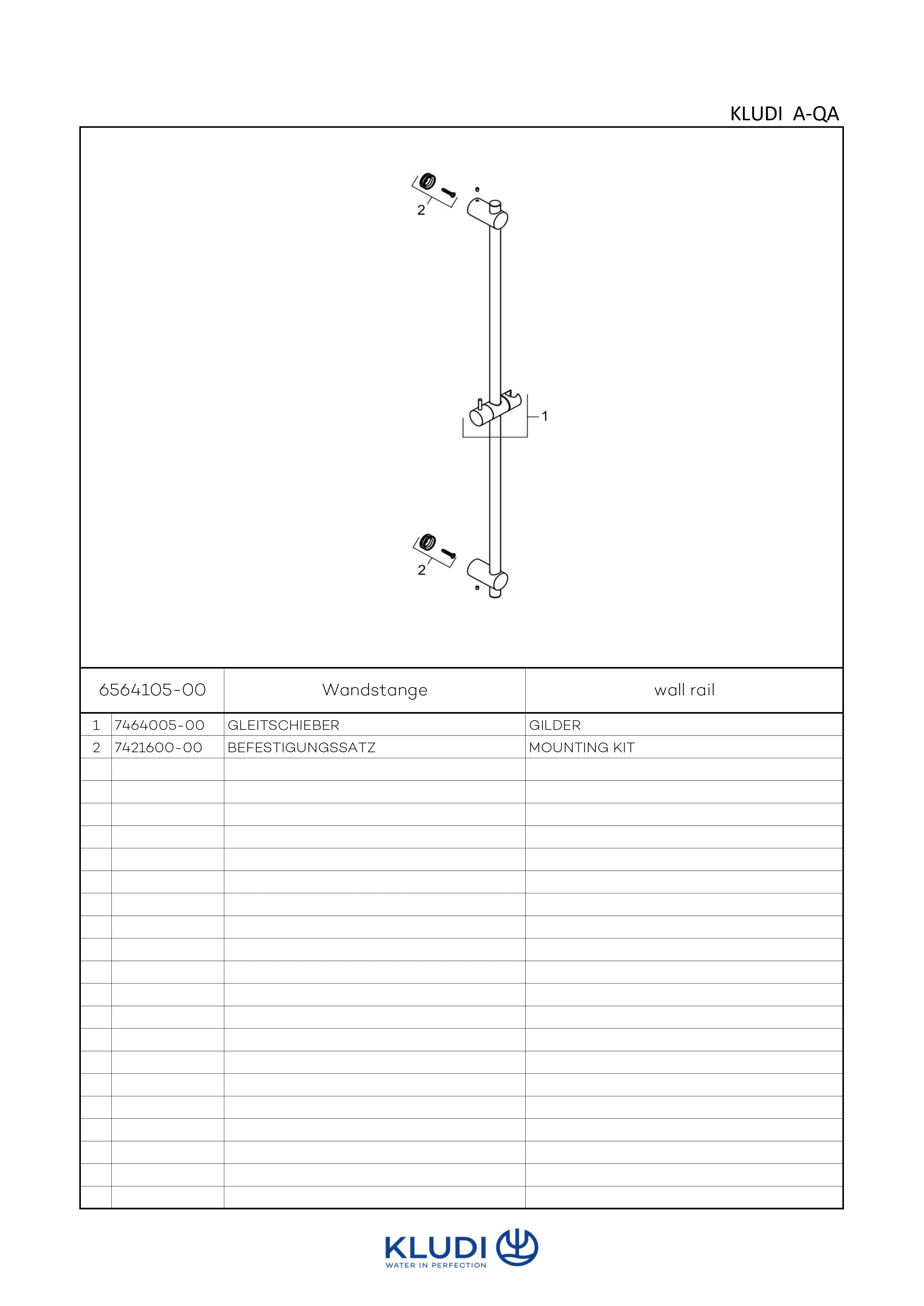 A-QA Ganzmetall-Wandstange 955 mm chrom