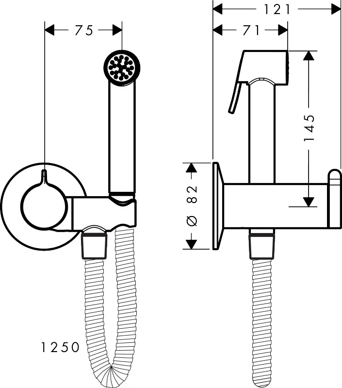 Hansgrohe AXOR Bidette Showers Handbrause, Chrom, Brauseschlauch 1.250 mm, max. Durchfluss 4,4 l/min, voreinstellbare Temperatur