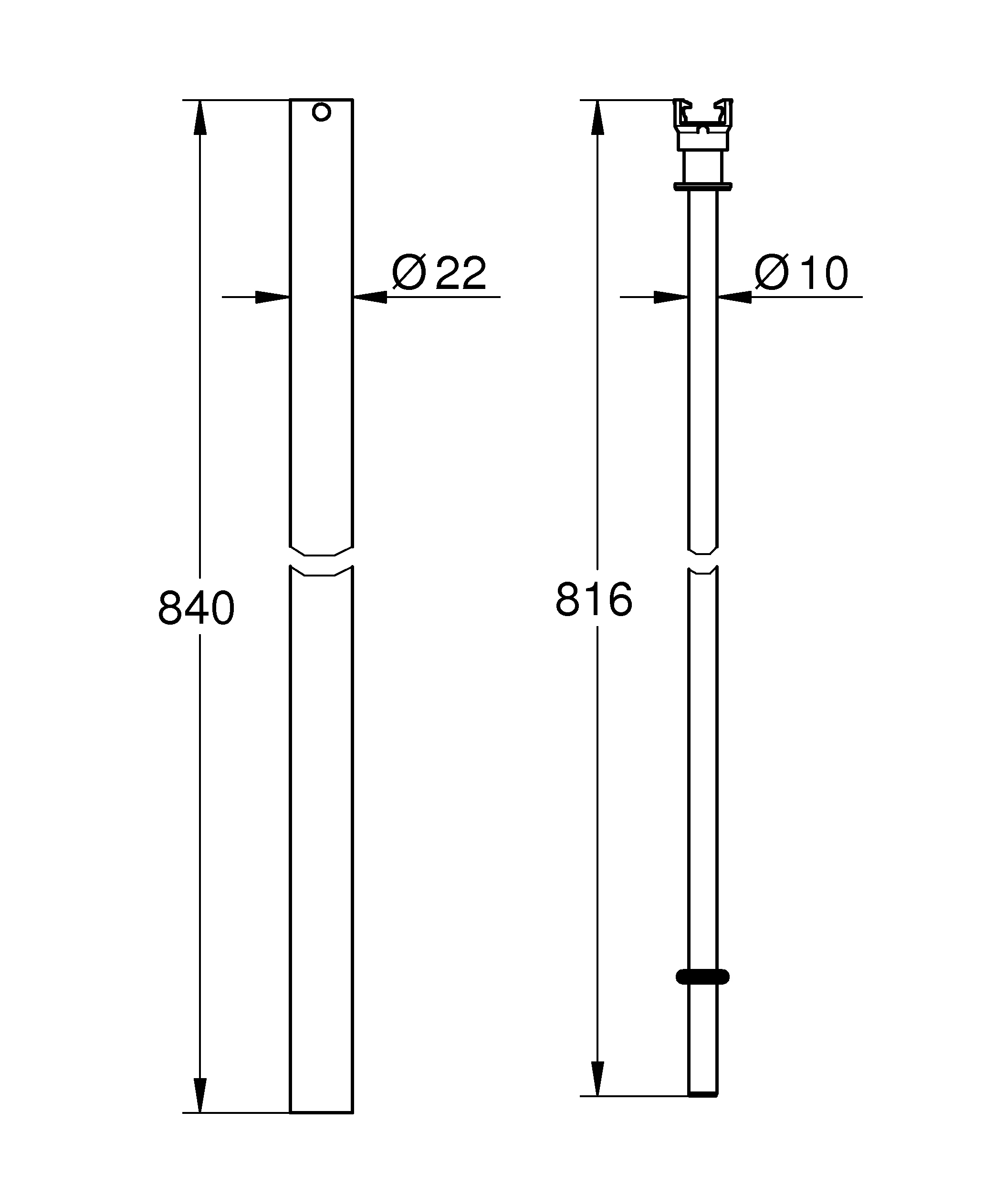 Ersatzrohr 48515, für Duschsysteme, 15 cm kürzer als Originalrohr, für alle Rainshower/Euphoria Duschsysteme, außer bei Euphoria SmartControl, nicht für Systeme mit Seitenbrausen, nicht für Flex Duschsysteme mit Umstellung, chrom