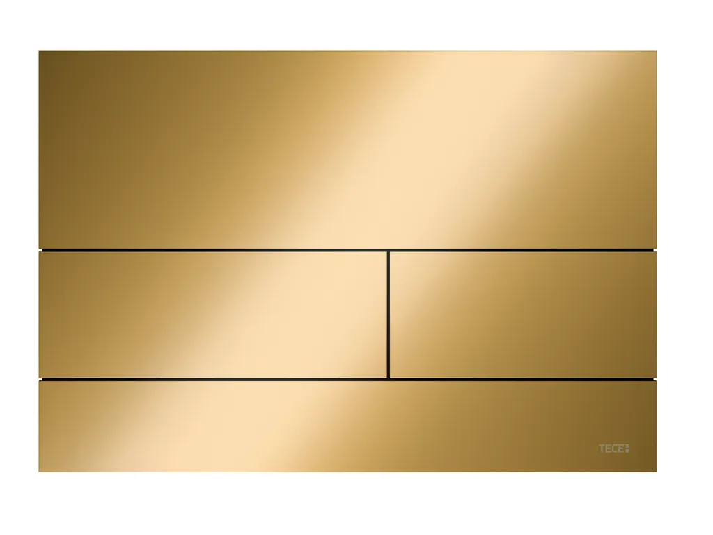 TECEsquare II Metall WC-Betätigungsplatte, "Polished Gold Optic / Gold Optik glänzend", Zweimengentechnik