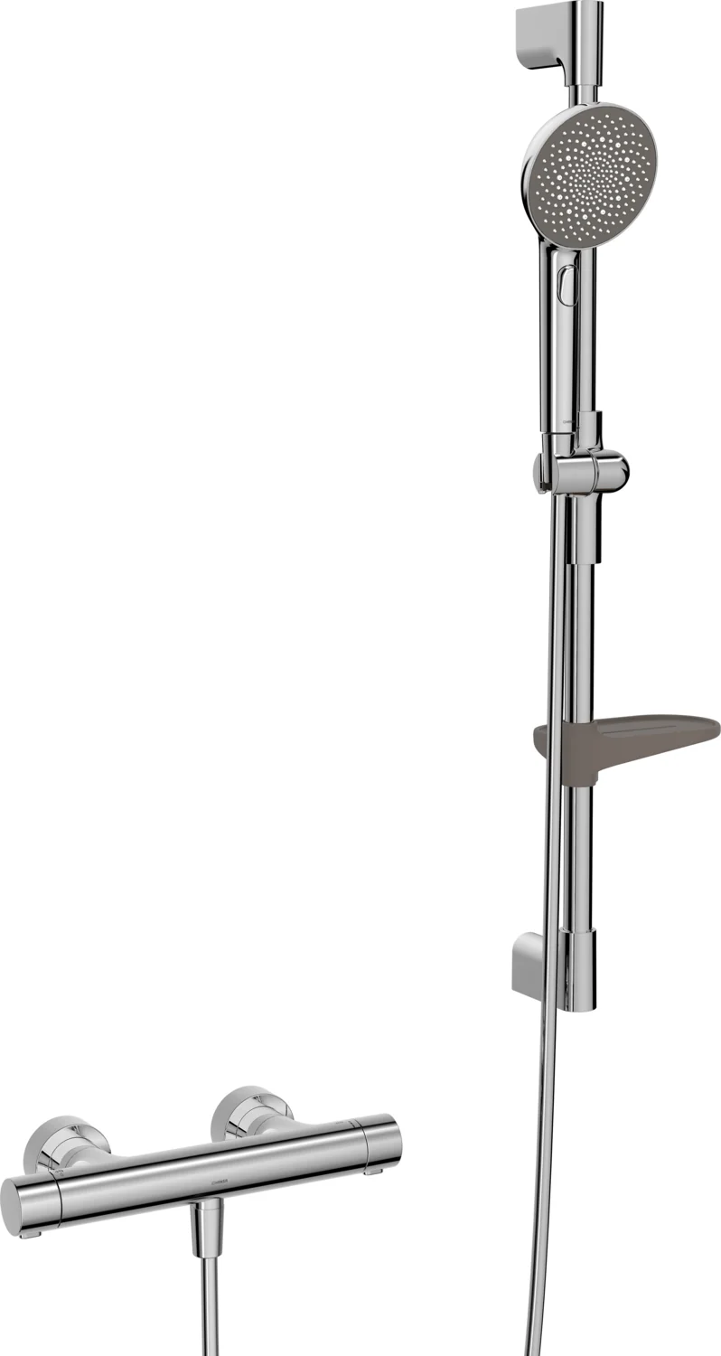 HansaPRISMA Duscharmatur, Wandmontage, Thermostat, Chrom