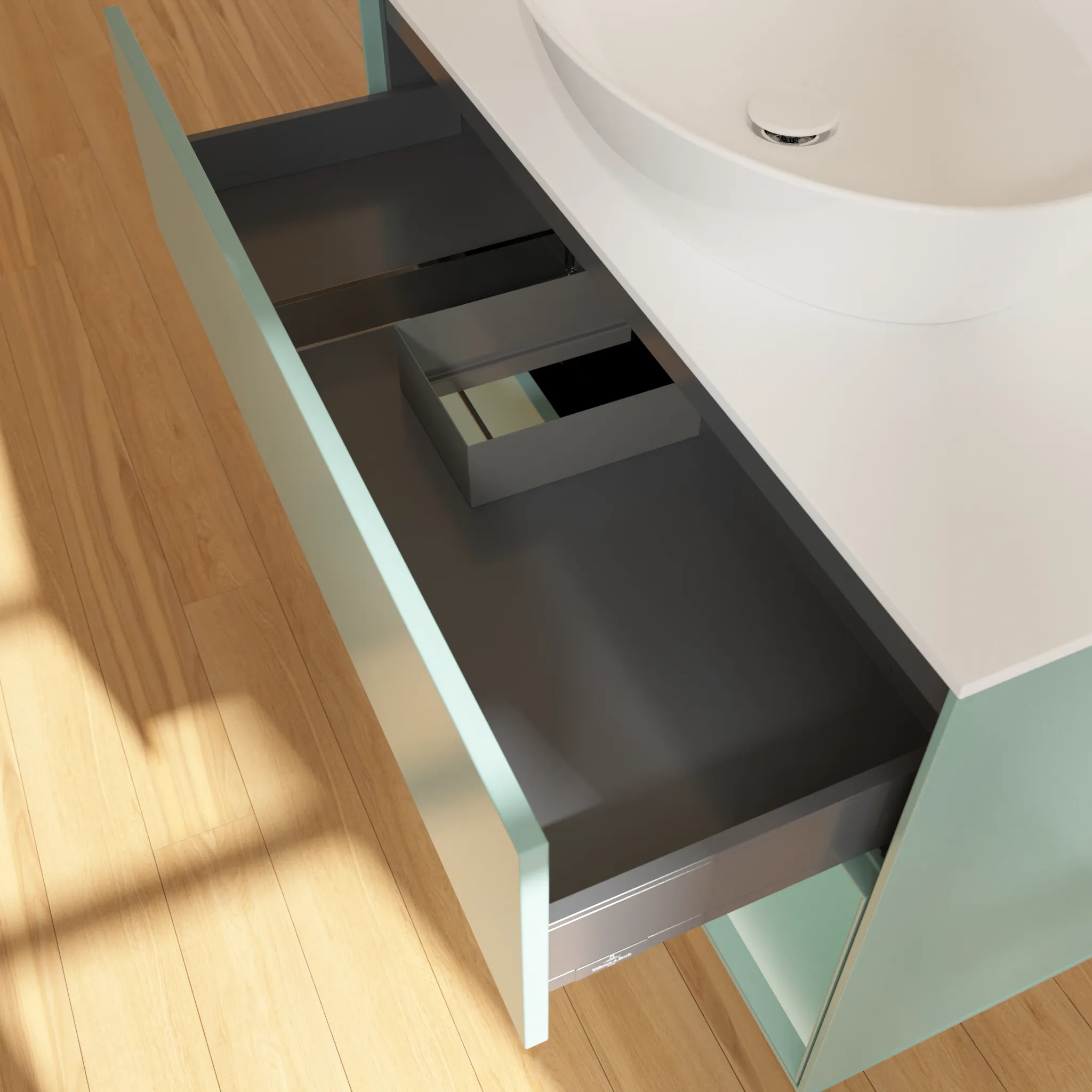 Villeroy & Boch Waschtischunterschrank „Finion“ für Schrankwaschtisch 1000 × 603 × 501 mm Olive Matt Lacquer, für Becken mittig, mit Hahnlochbohrung Villeroy & Boch Waschtischunterschrank „Finion“ für Schrankwaschtisch 1000 × 603 × 501 mm Olive Matt Lacquer, für Becken mittig, mit Hahnlochbohrung