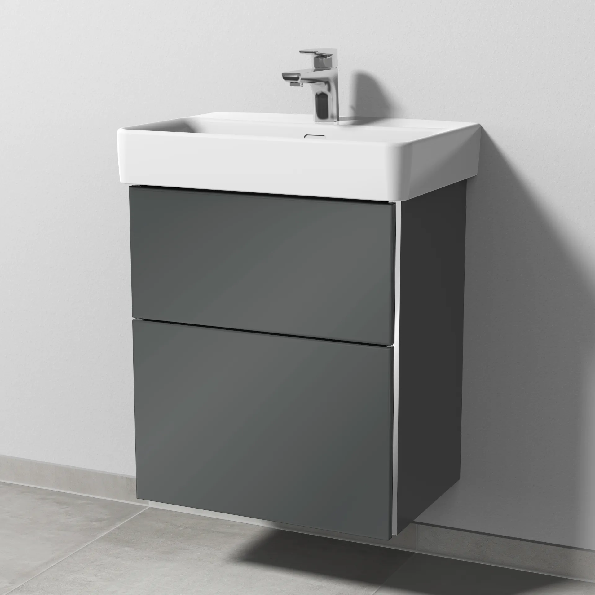 Sanipa Waschtischunterschrank „3way“ passend zu Keramik-Waschtische Pro S von 500 × 593 × 362 mm in Anthrazit (glanz)