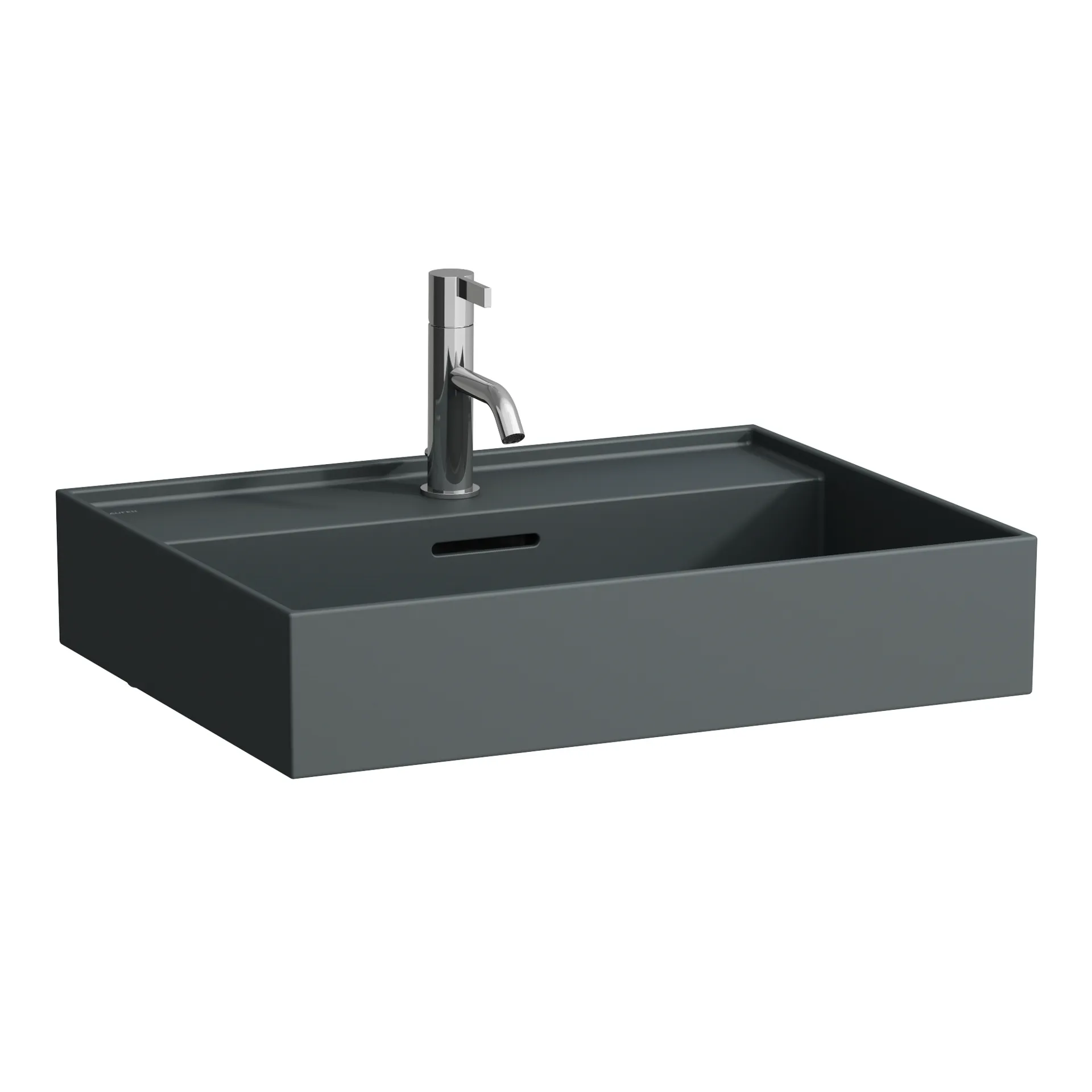 Laufen Aufsatz-Waschtisch KARTELL Laufen, Graphit matt, 460x600x145 mm, 8,4 l Füllmenge, 1 Hahnloch mit Überlauf Laufen Aufsatz-Waschtisch KARTELL Laufen, Graphit matt, 460x600x145 mm, 8,4 l Füllmenge, 1 Hahnloch mit Überlauf