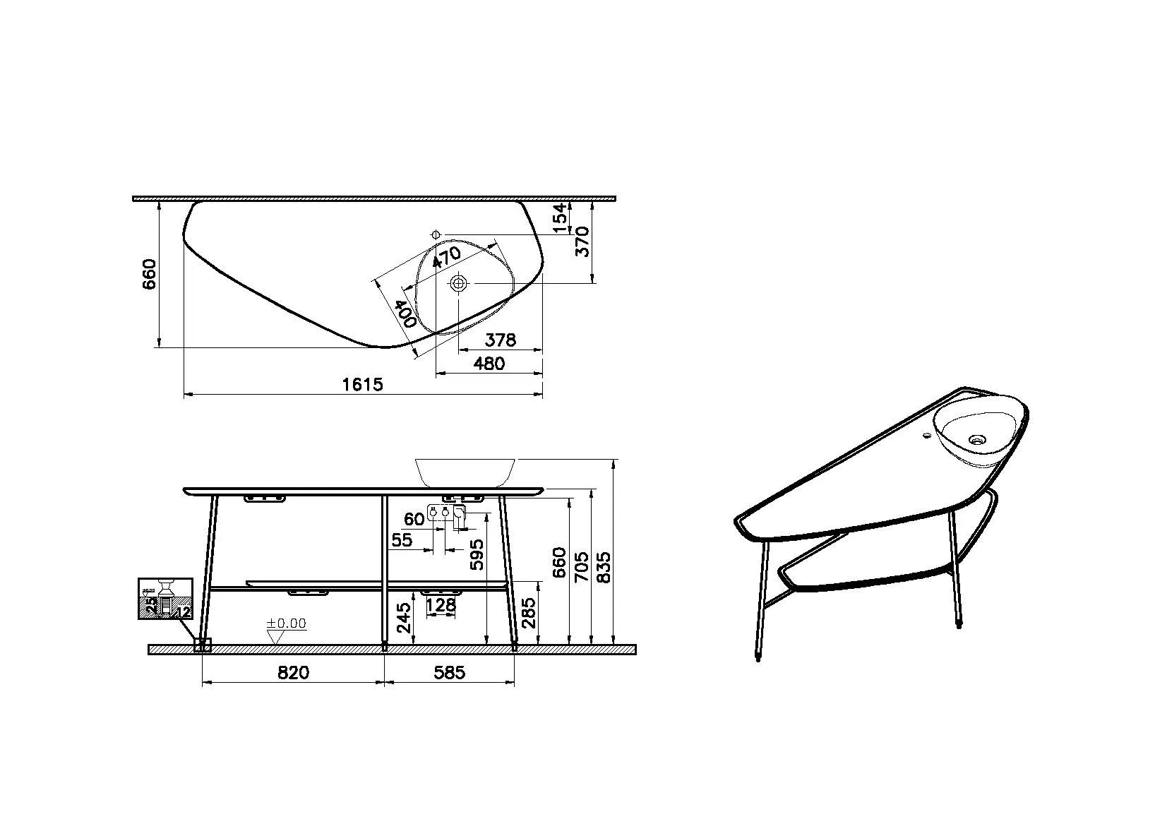 Plural Konsole 162 cm 1 Ausschnitt rechts für Aufsatzschale Eiche Dunkel Echtholz Plural Konsole 162 cm 1 Ausschnitt rechts für Aufsatzschale Eiche Dunkel Echtholz