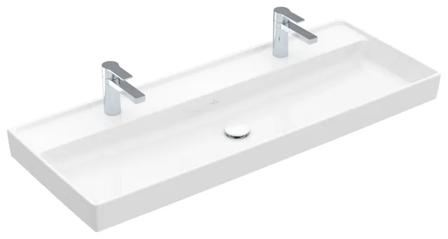 Schrankwaschtisch „Collaro“ ohne Überlauf mit Hahnlochbohrung 120 × 47 cm 120 × 47 cm in Weiß Alpin