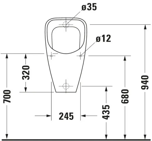 Urinal Duraplus, Zulauf von hinten absaugend, ohne Deckel, ohne Fliege, weiß