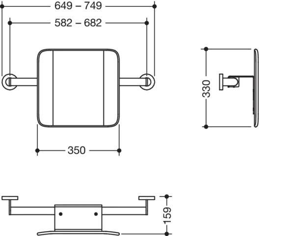 Mobile Rückenstütze,T:150 Wandmontage (A),plvb weiß tiefmatt/wem Mobile Rückenstütze,T:150 Wandmontage (A),plvb weiß tiefmatt/wem