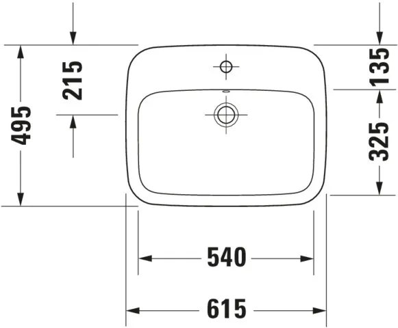 Einbauwaschtisch „DuraStyle“, mit Überlauf, Hahnlochposition mittig Einbauwaschtisch „DuraStyle“, mit Überlauf, Hahnlochposition mittig