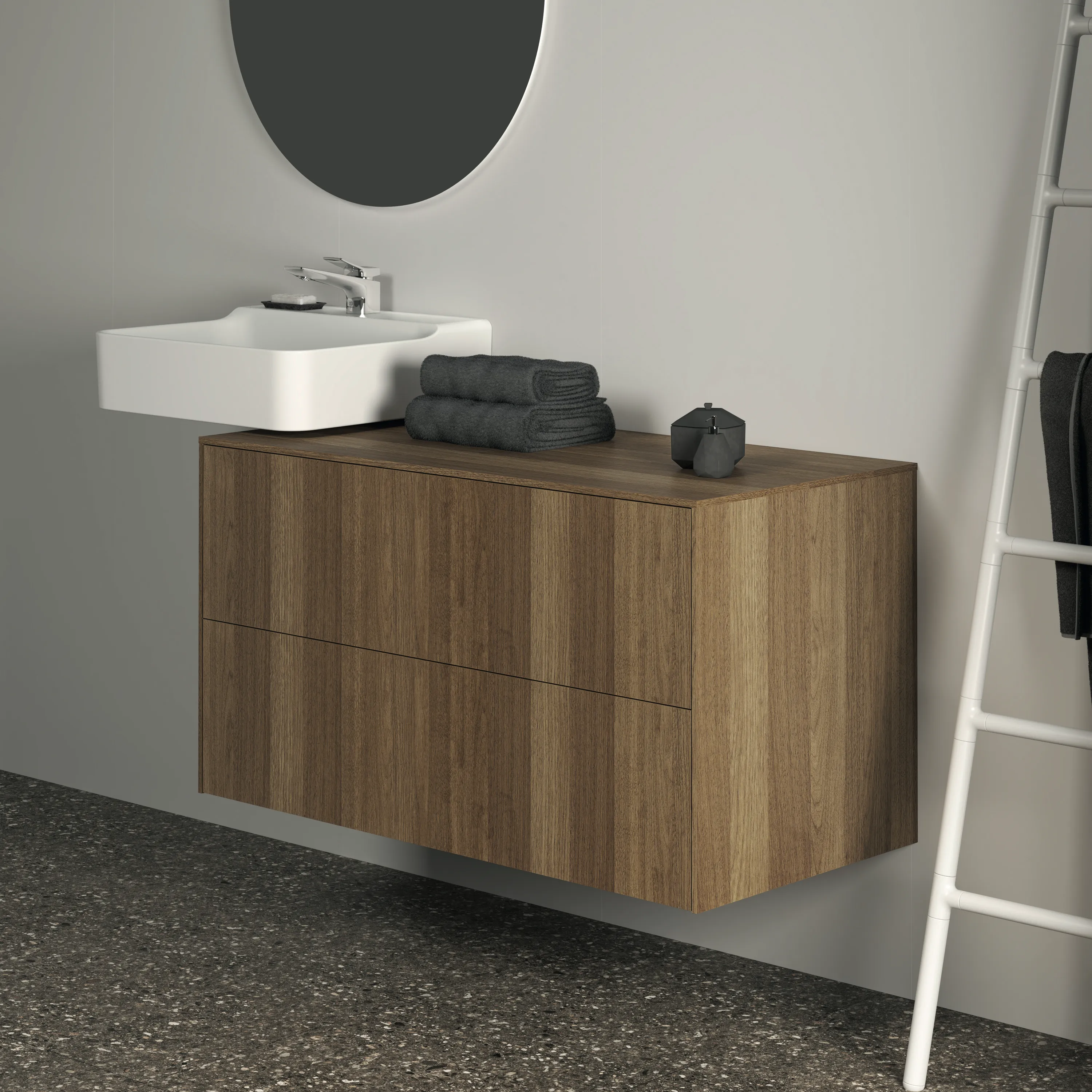 Ideal Standard Waschtischunterschrank „Conca“ 100,2 × 55 × 50,5 cm Walnuss dunkel Furnier Ideal Standard Waschtischunterschrank „Conca“ 100,2 × 55 × 50,5 cm Walnuss dunkel Furnier