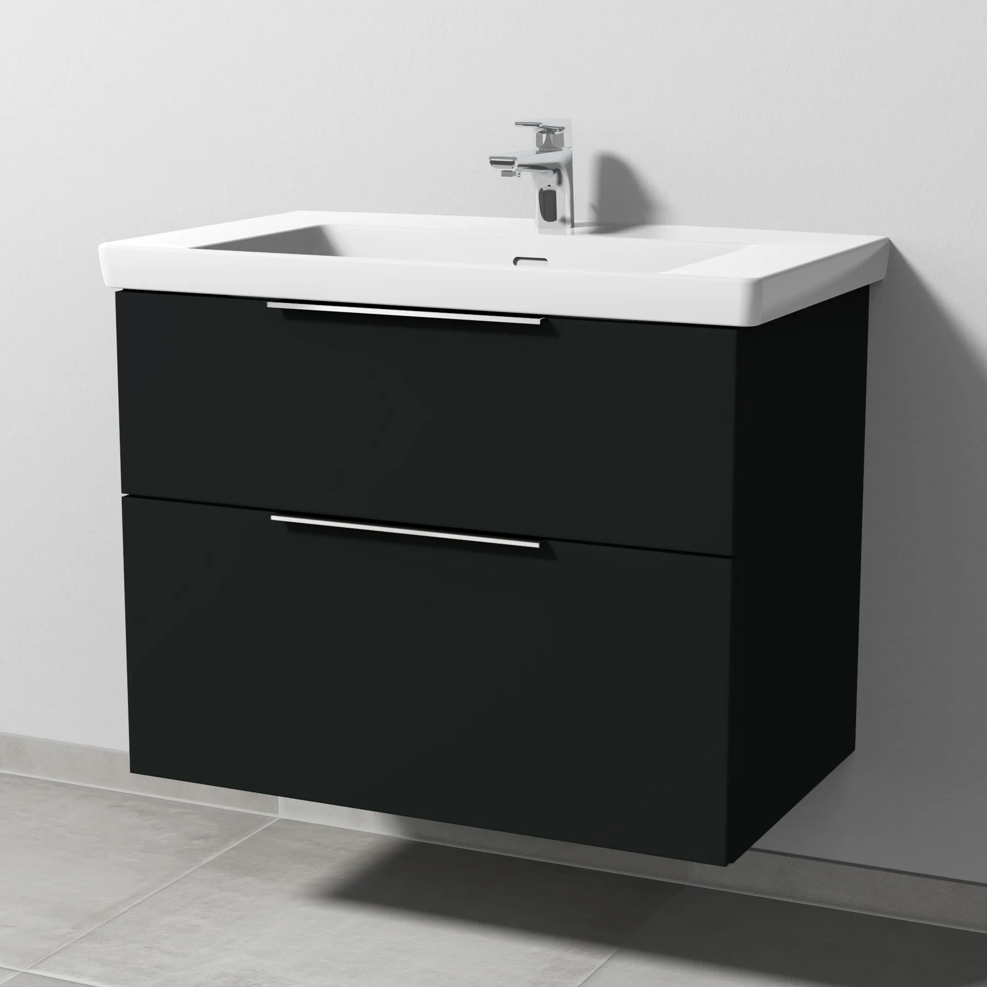 Sanipa Waschtischunterschrank „3way“ 755 × 588 × 462 mm in Vulkan (matt), Becken mittig