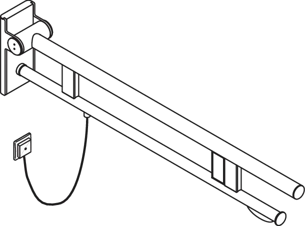 Stützklappgriff Duo, Design A des Systems 900, Edelstahl, PVD, Ausladung 900 mm, mit WC-Papierhalter und Spül-/Funktionstasten (E-Ausführung), Ausführung rechts, in Farbe CK (Messing glänzend) Stützklappgriff Duo, Design A des Systems 900, Edelstahl, PVD, Ausladung 900 mm, mit WC-Papierhalter und Spül-/Funktionstasten (E-Ausführung), Ausführung rechts, in Farbe CK (Messing glänzend)