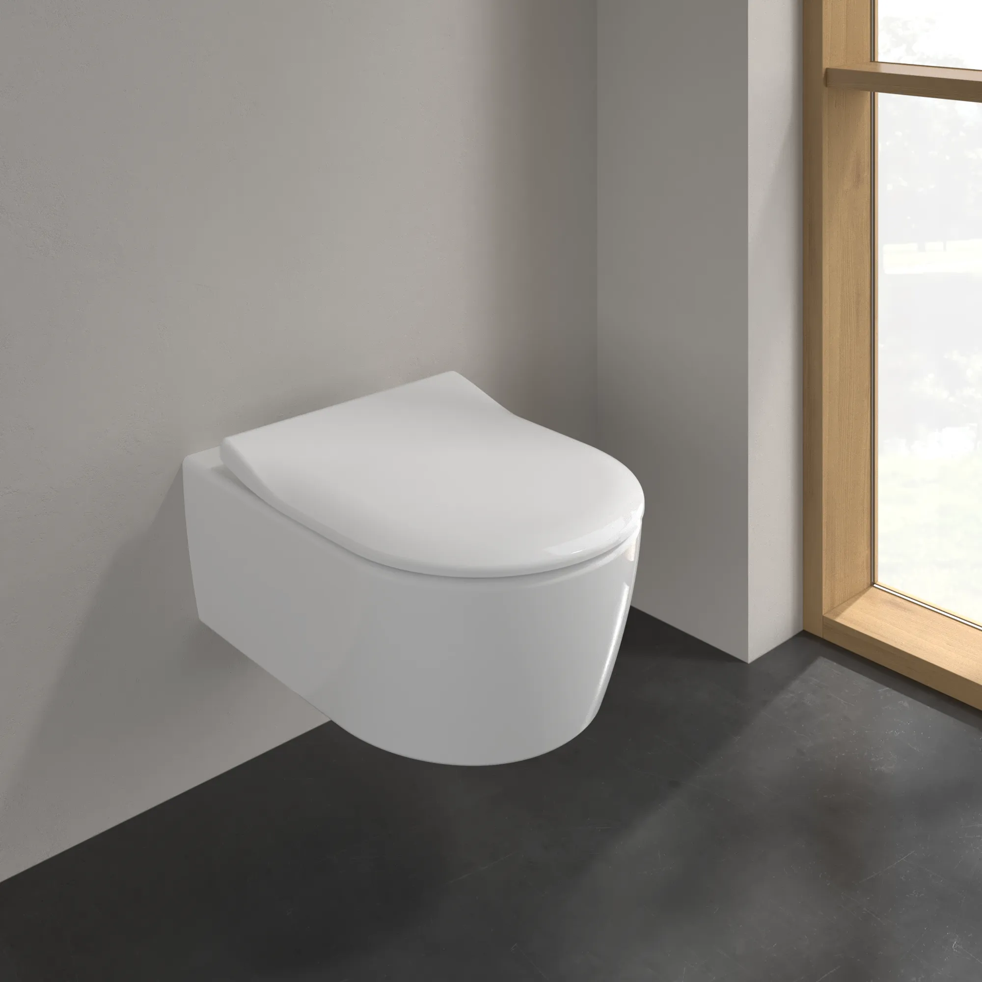 Wand-Tiefspül-WC Combi-Pack DirectFlush „Avento“ mit SlimSeat 37 × 31,5 cm in Weiß Alpin, ohne Spülrand Wand-Tiefspül-WC Combi-Pack DirectFlush „Avento“ mit SlimSeat 37 × 31,5 cm in Weiß Alpin, ohne Spülrand