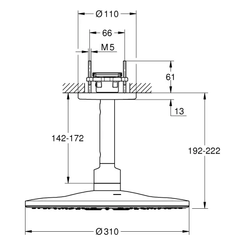 Kopfbrauseset Rainshower SmartActive 310 22124, 2 Strahlarten, Deckenauslass 142 mm, ohne Rohbauset, phantom black Kopfbrauseset Rainshower SmartActive 310 22124, 2 Strahlarten, Deckenauslass 142 mm, ohne Rohbauset, phantom black