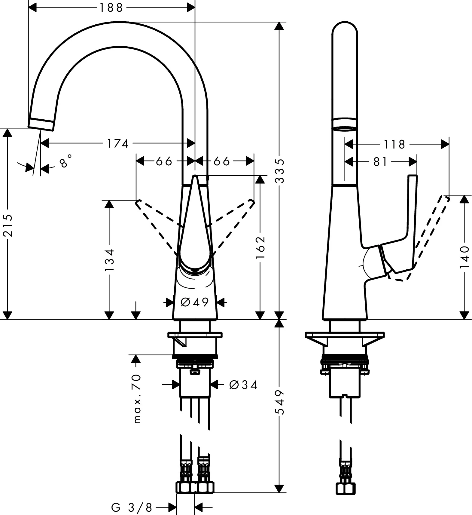 Spültischmischer 220 Talis M51 1jet chrom