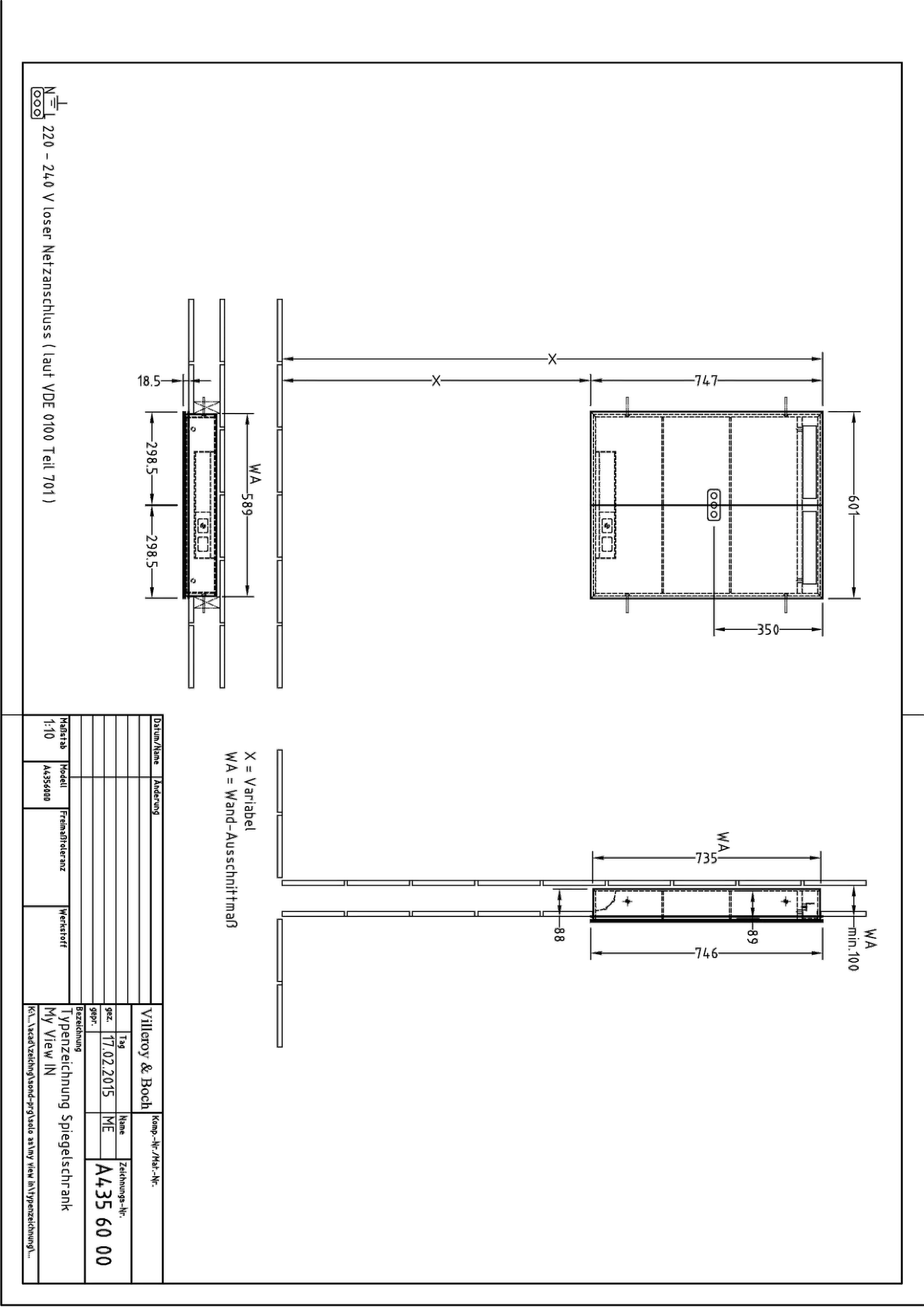 Villeroy & Boch Einbau-Spiegelschrank „My View-In“ 601 × 747 × 107 mm in White Matt